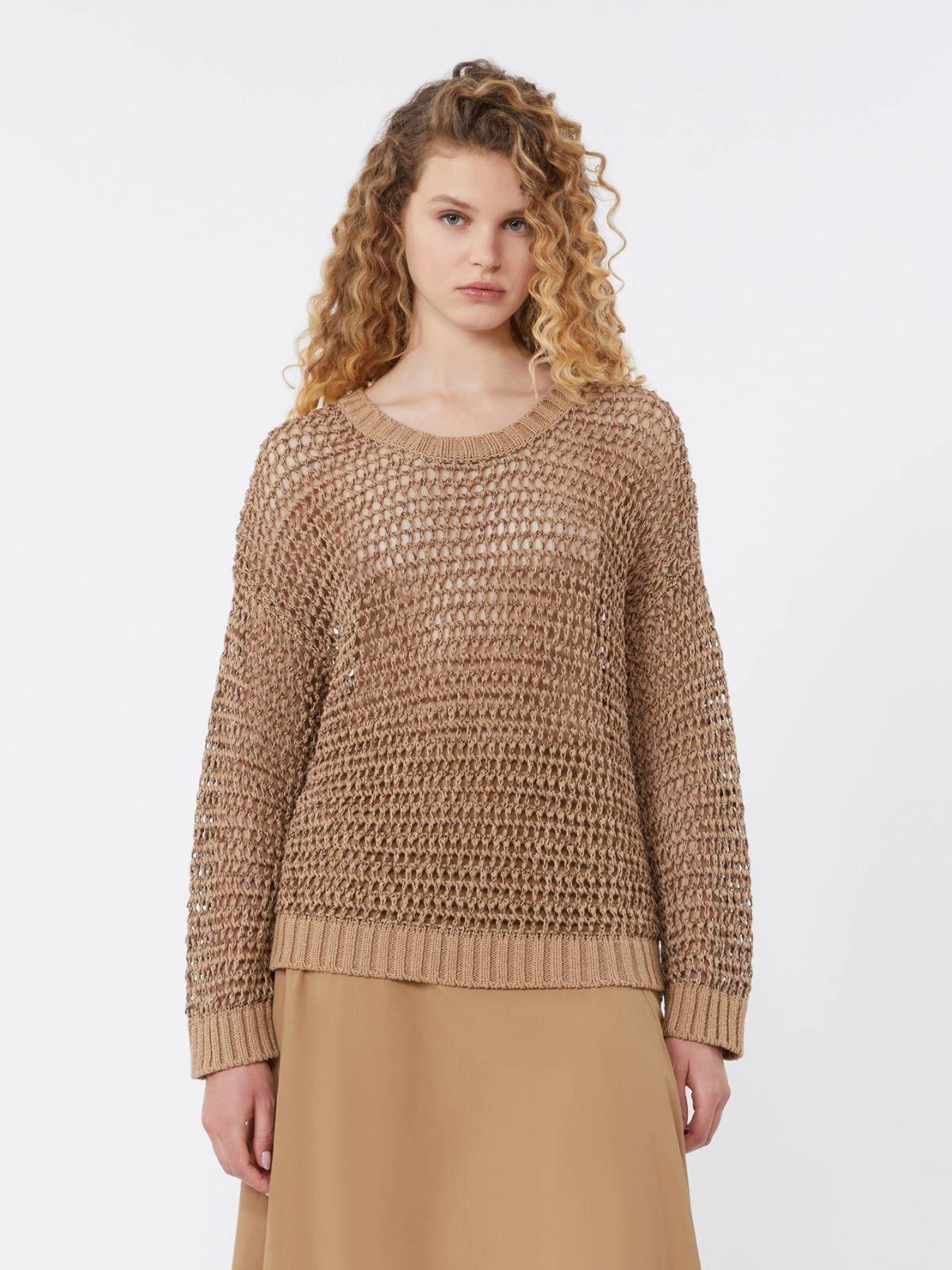 Maglia a rete in filato di lino e cotone - CUOIO<BR/> WKDONIRICA 002 WEEKEND