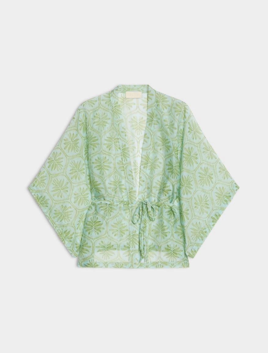 BLUSA AMPIA IN MISTO SETA<BR/>Acquamarina IBLQUOTA 001 IBLUES