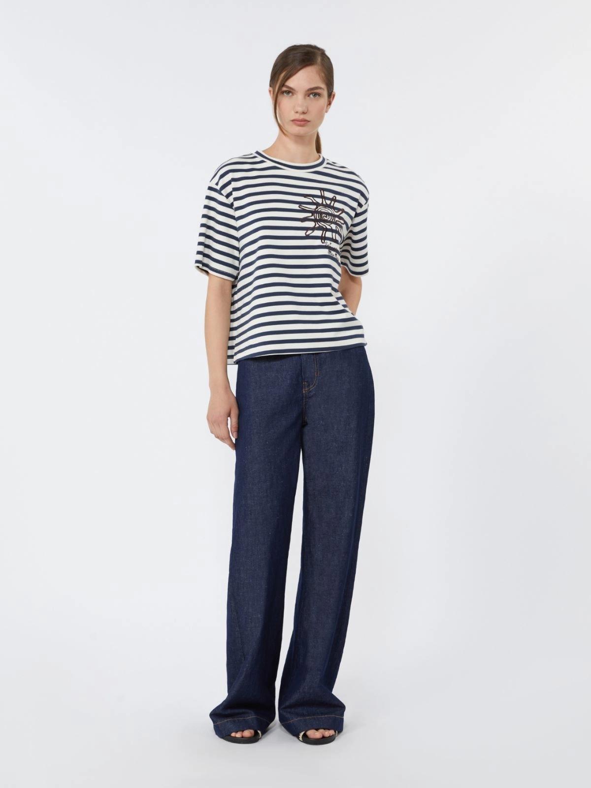 T-shirt in jersey di cotone con stampa - Blu<BR/> WKDSABATO 005 WEEKEND