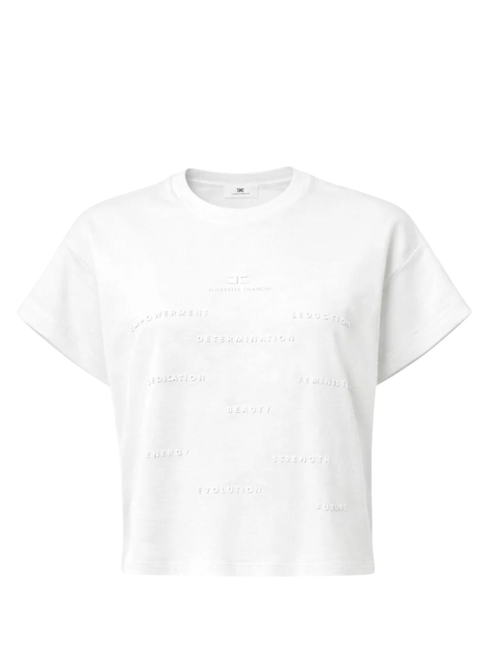 T-shirt in jersey con stampa lettering MA73D61E2 270 ELISABETTA FRANCHI