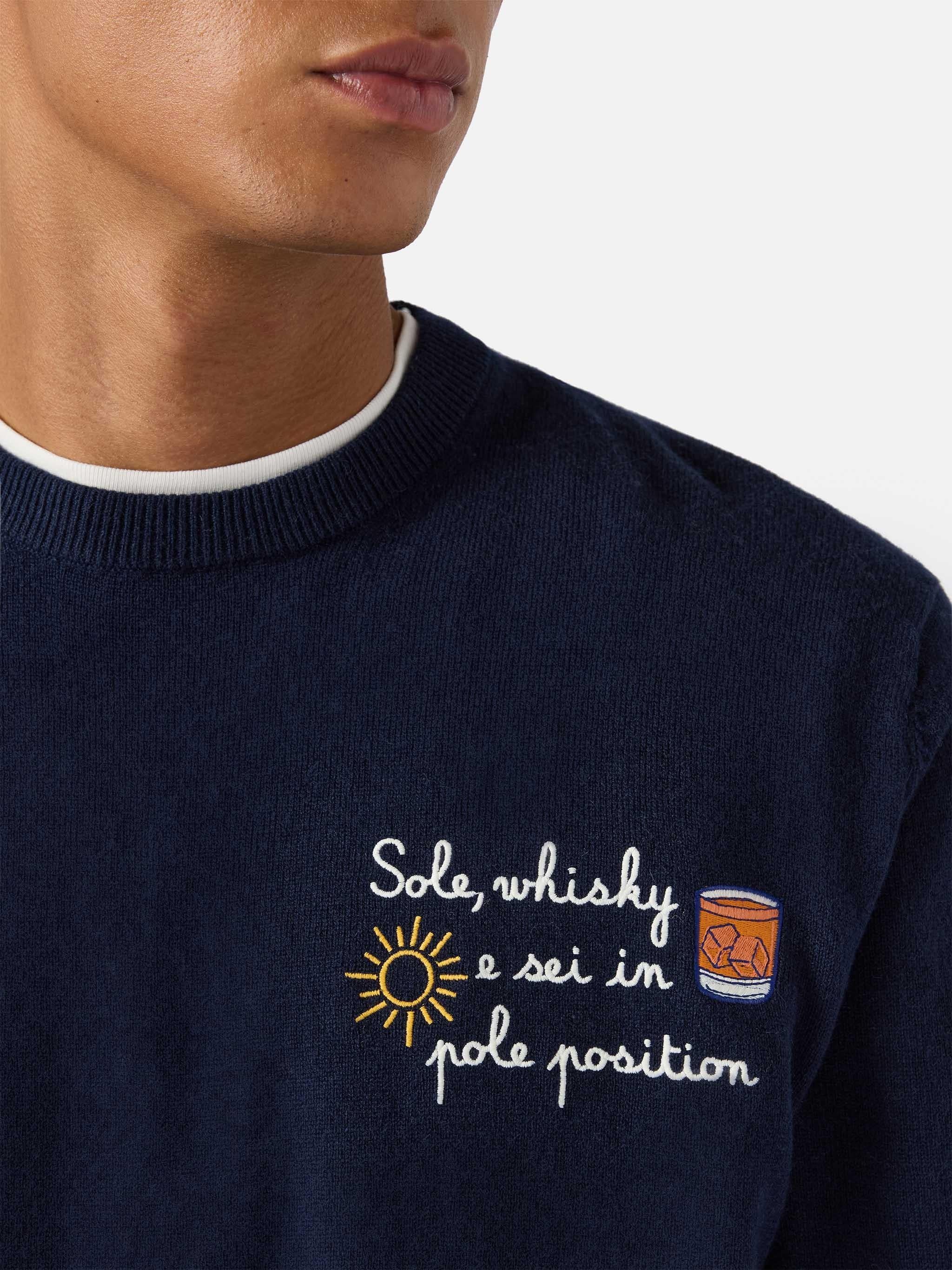 Maglione a girocollo Heron Light con ricamo Sole, wishky e sei in pole position! HER0024 03392I MC2 SAINT BARTH