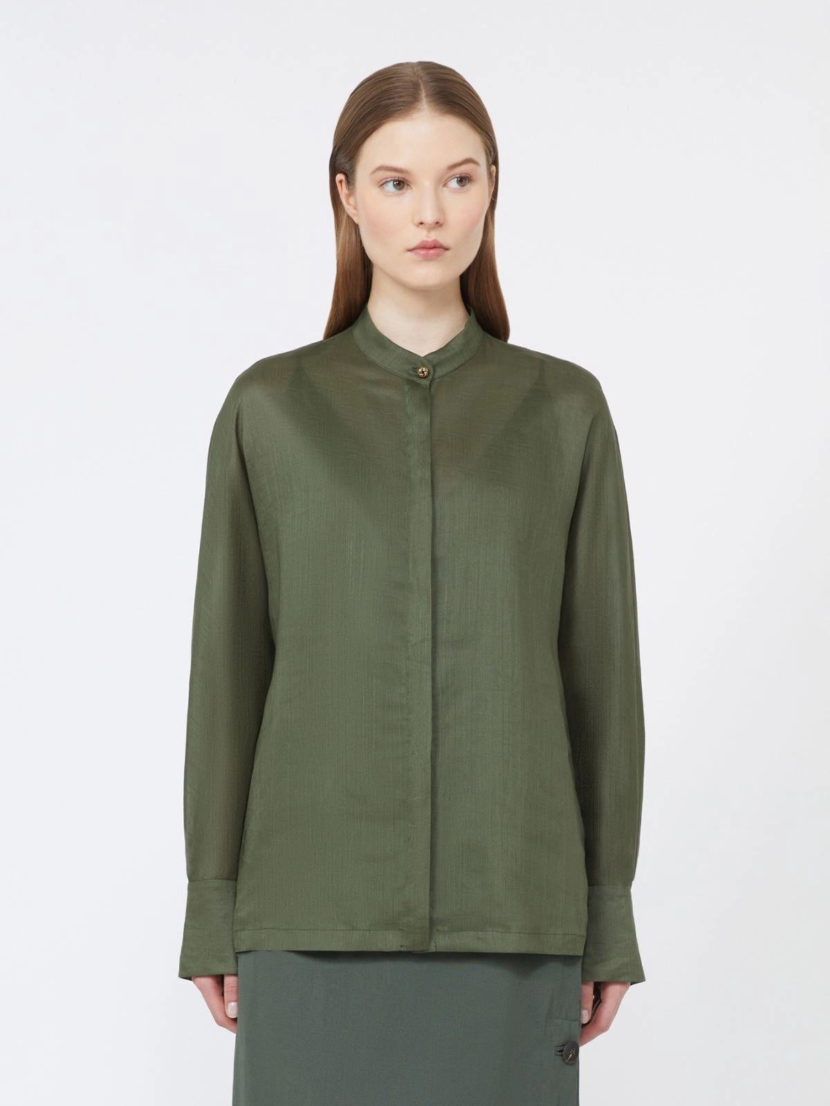 Camicia in tela ramié - Verde kaki<BR/> MSTBALDI 061 MAX MARA STUDIO
