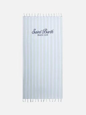 Telo mare Foutas Lighta righe verde acqua e bianco con logo ricamato<BR/> FOUL002 00937L MC2 SAINT BARTH