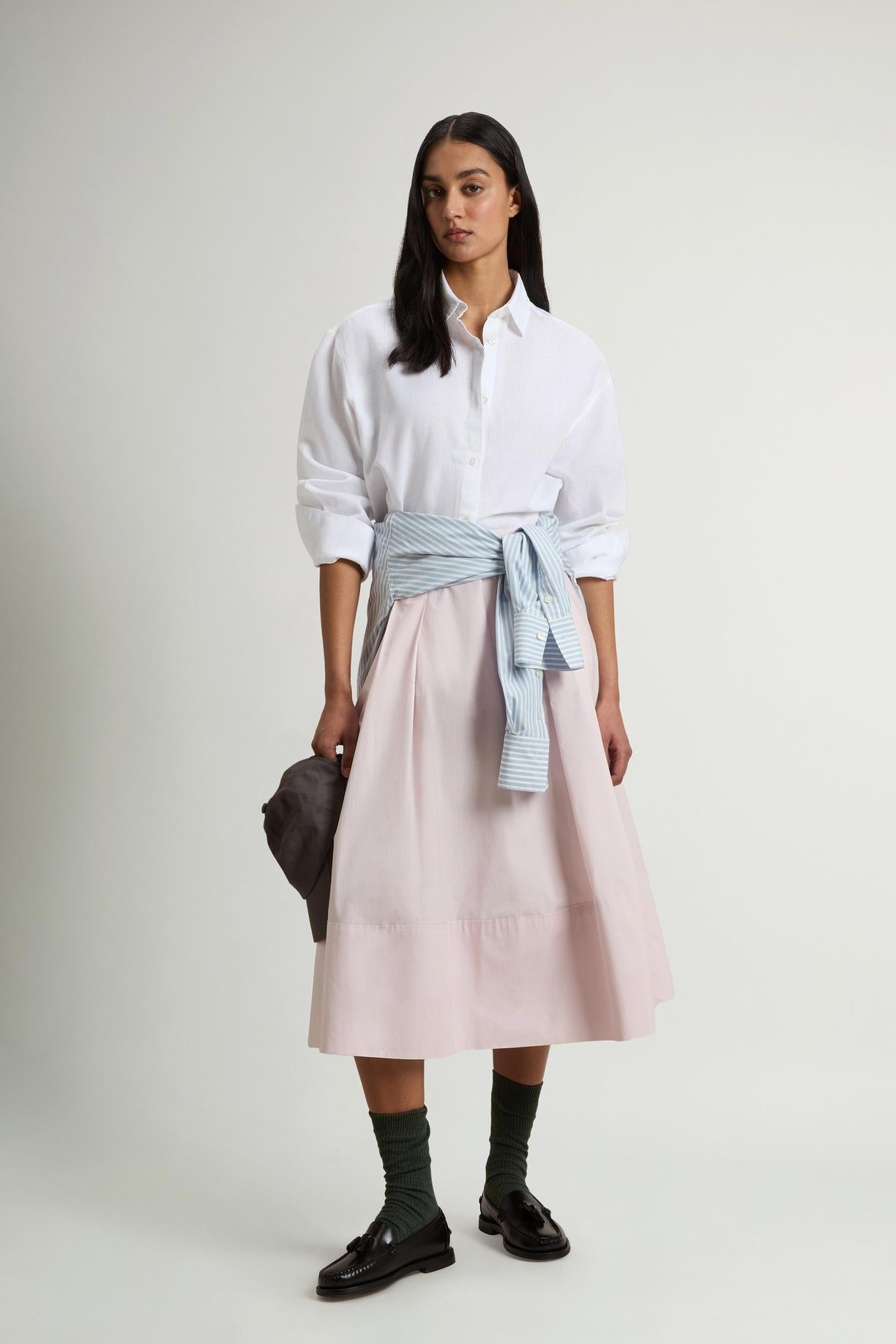Camicia Boyfriend in misto cotone e lino<BR/> CFWWSI2013FRUT5295 8309 WOOLRICH