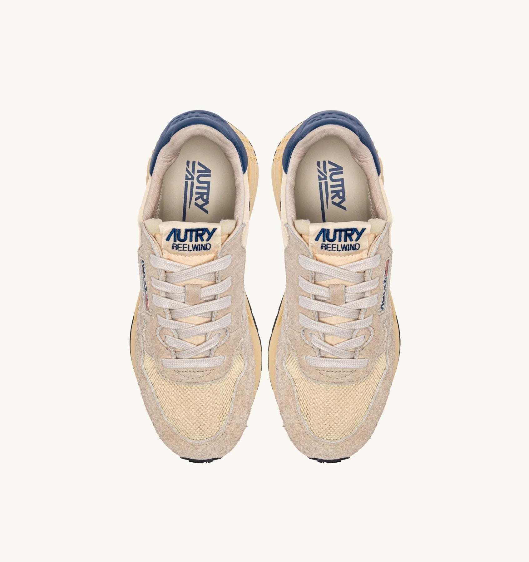 SNEAKERS REELWIND LOW IN NYLON SUEDE E PELLE ECRU' E ENSIGN BLUE<BR/> WWLM UT27 AUTRY ACTION SHOES 