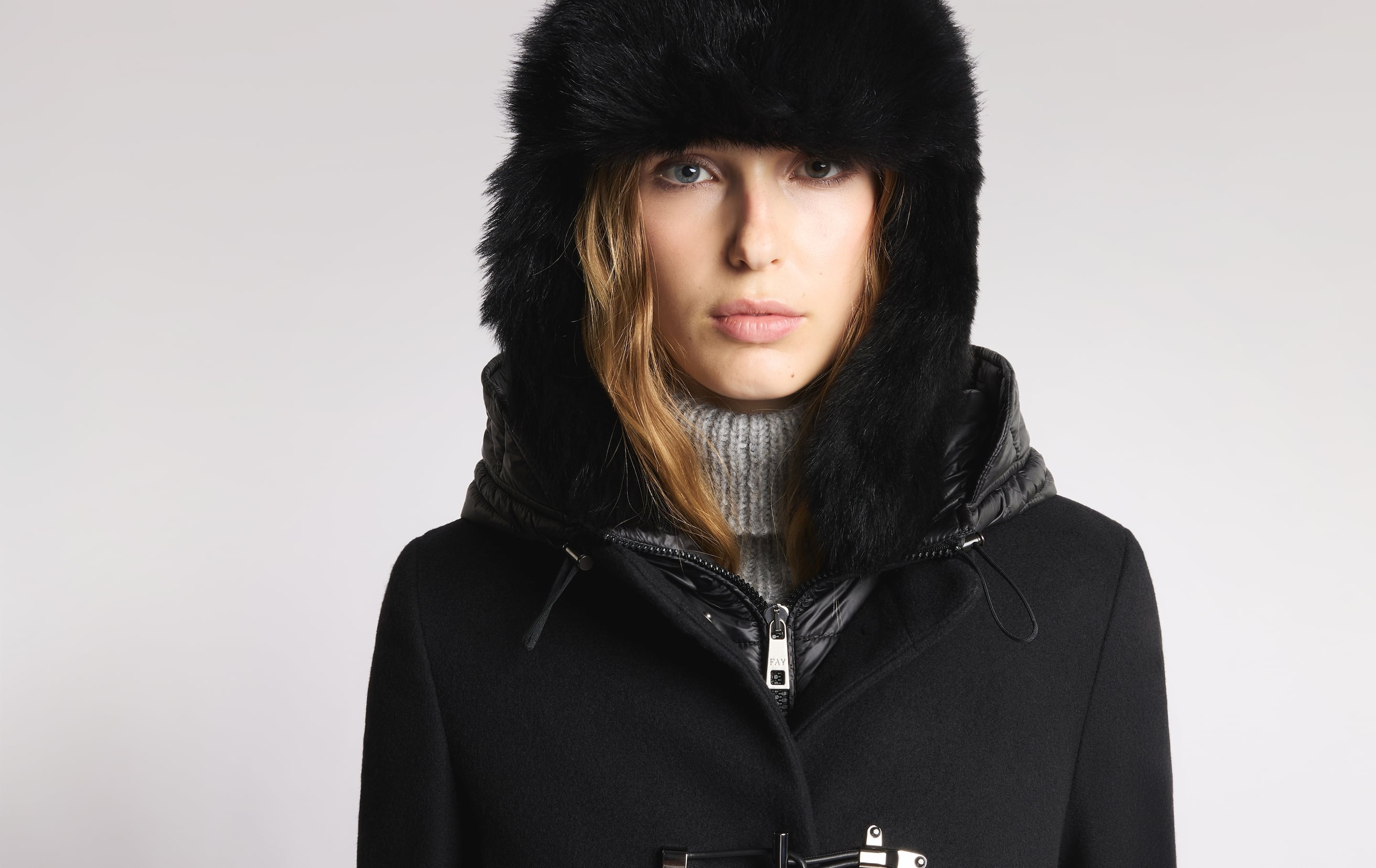 Toggle Coat in Panno di Lana<BR/> NAW59513430SGL B999 FAY 