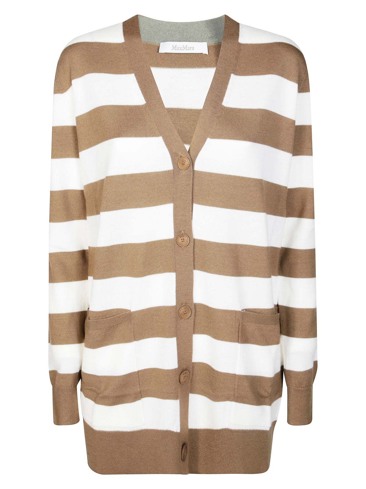 Cardigan a righe fiemme in bianco e cammello FIEMME 009 MAX MARA 