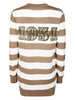 Cardigan a righe fiemme in bianco e cammello