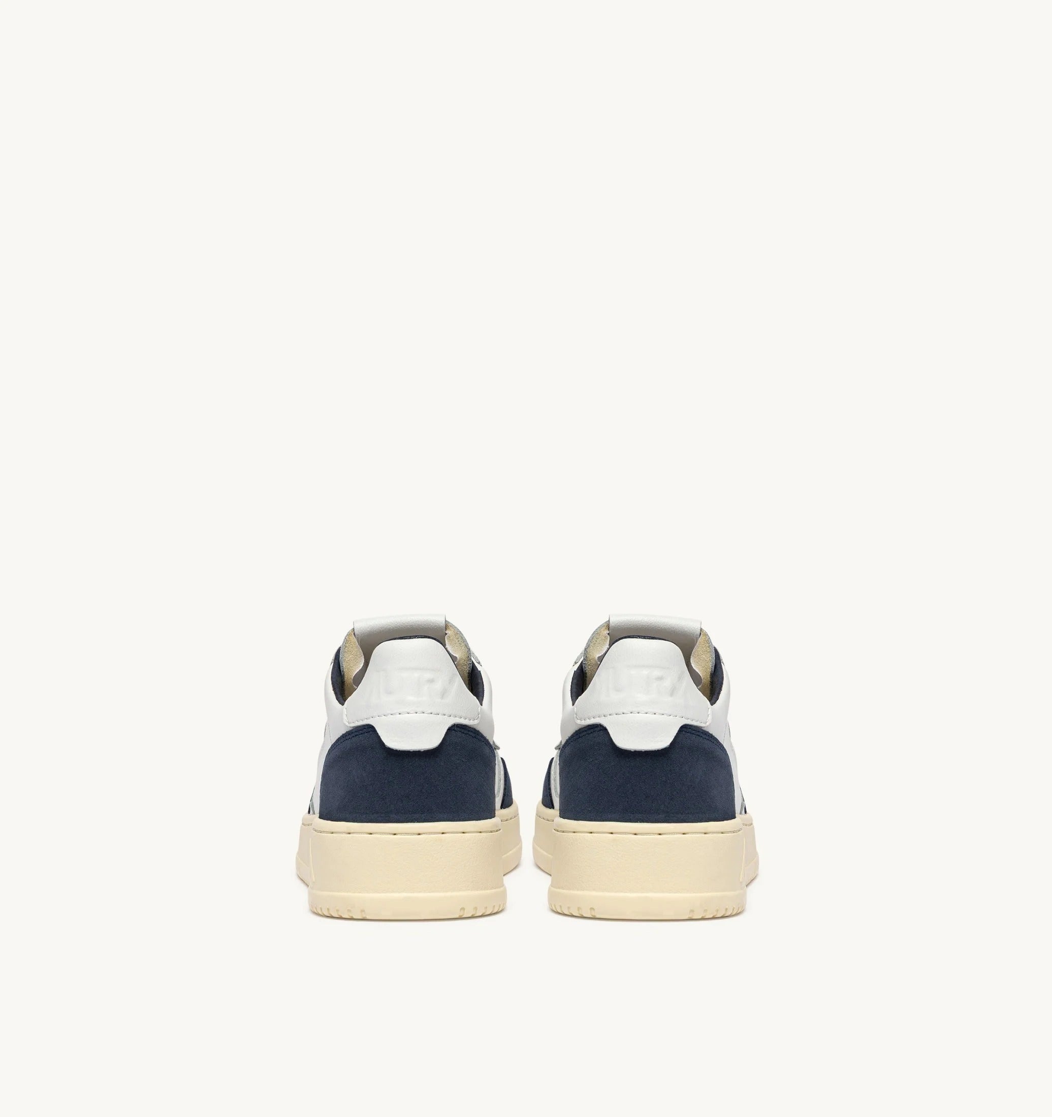 AUTRY SNEAKERS<BR/>SNEAKERS MEDALIST LOW IN PELLE BIANCA E SUEDE DENIM AULM FT22 AUTRY ACTION SHOES 