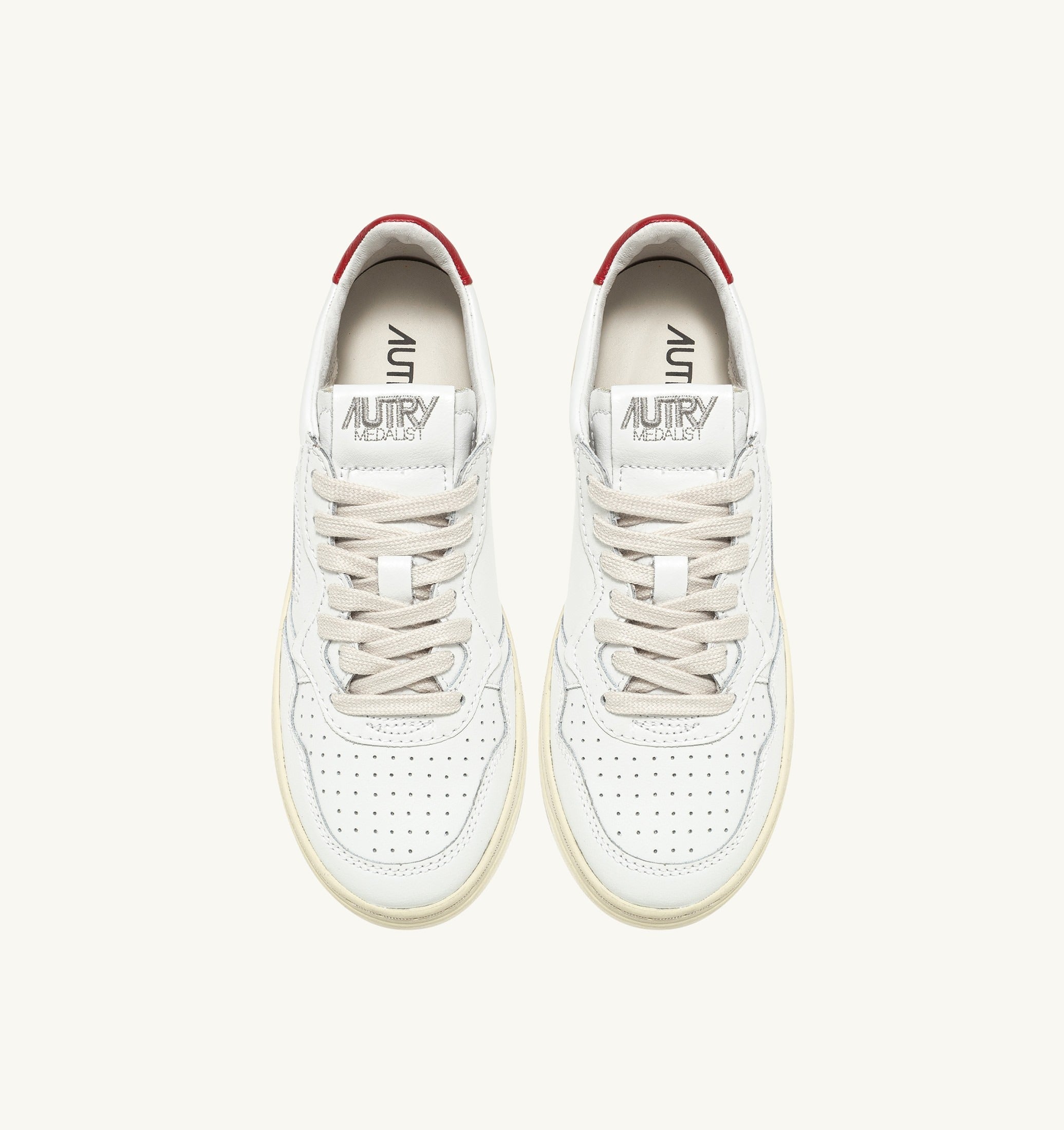 AUTRY SNEAKERS<BR/>SNEAKERS MEDALIST LOW IN PELLE BIANCA E ROSSA AULM LL21 AUTRY ACTION SHOES 