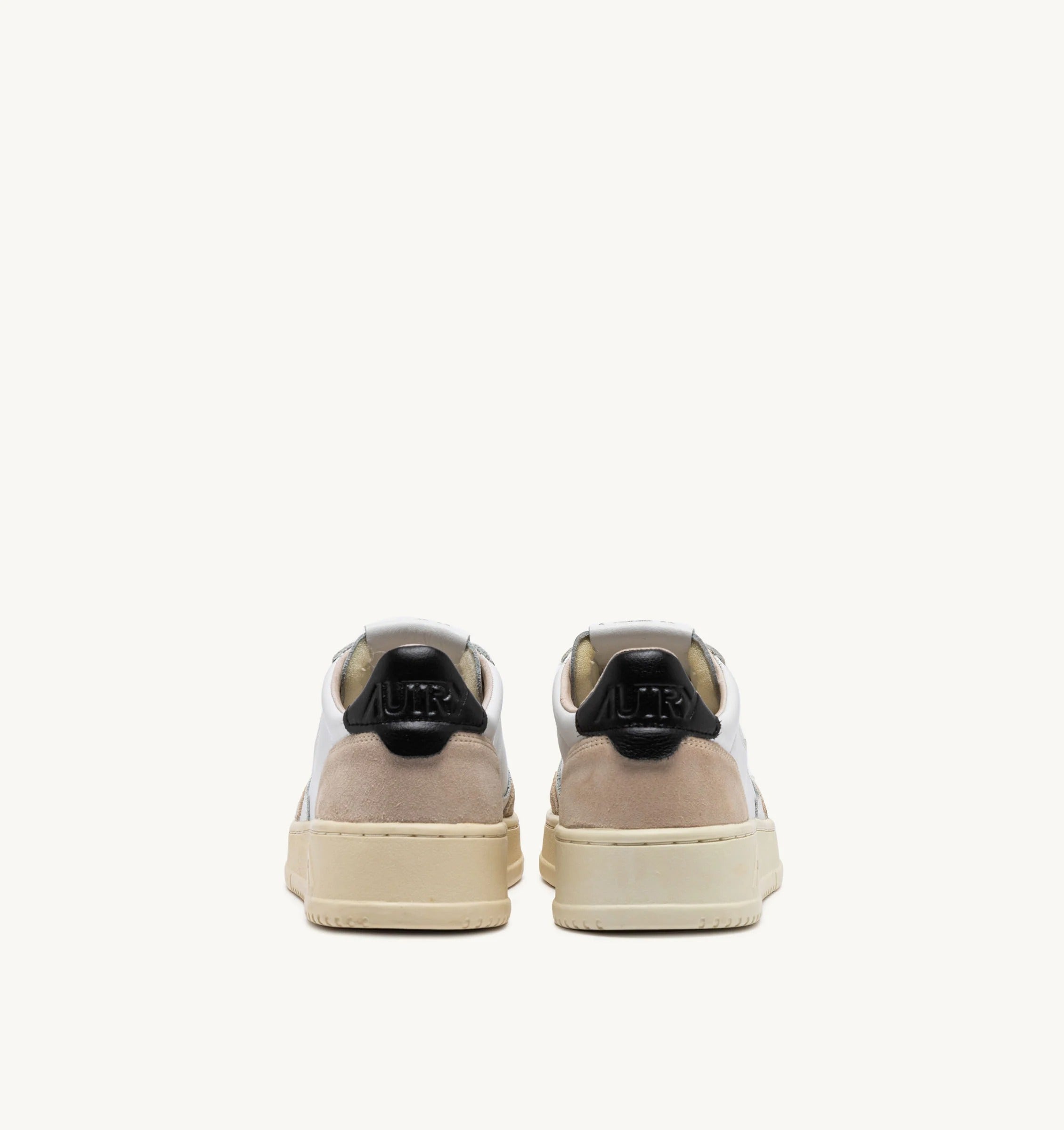 AUTRY SNEAKERS<BR/>SNEAKERS MEDALIST LOW IN PELLE BIANCA E NERA E SUEDE BEIGE AULM LS21 AUTRY ACTION SHOES 