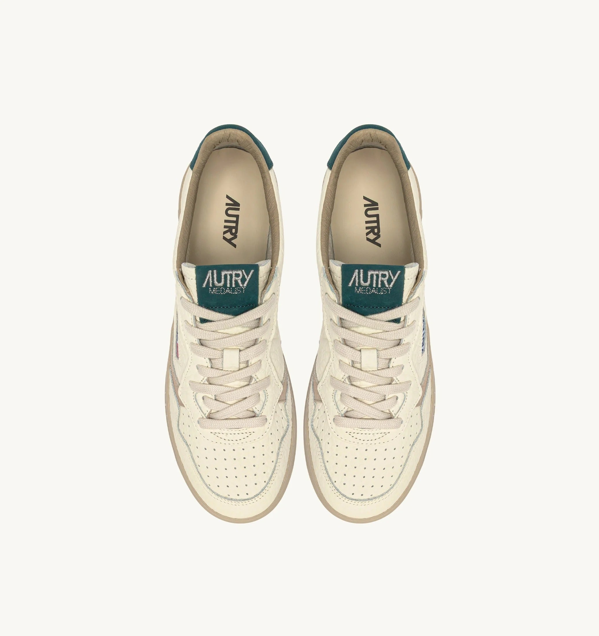 AUTRY SNEAKERS<BR/>SNEAKERS MEDALIST LOW IN PELLE FEATHER GRAY E DARK SEA AULM NE18 AUTRY ACTION SHOES 