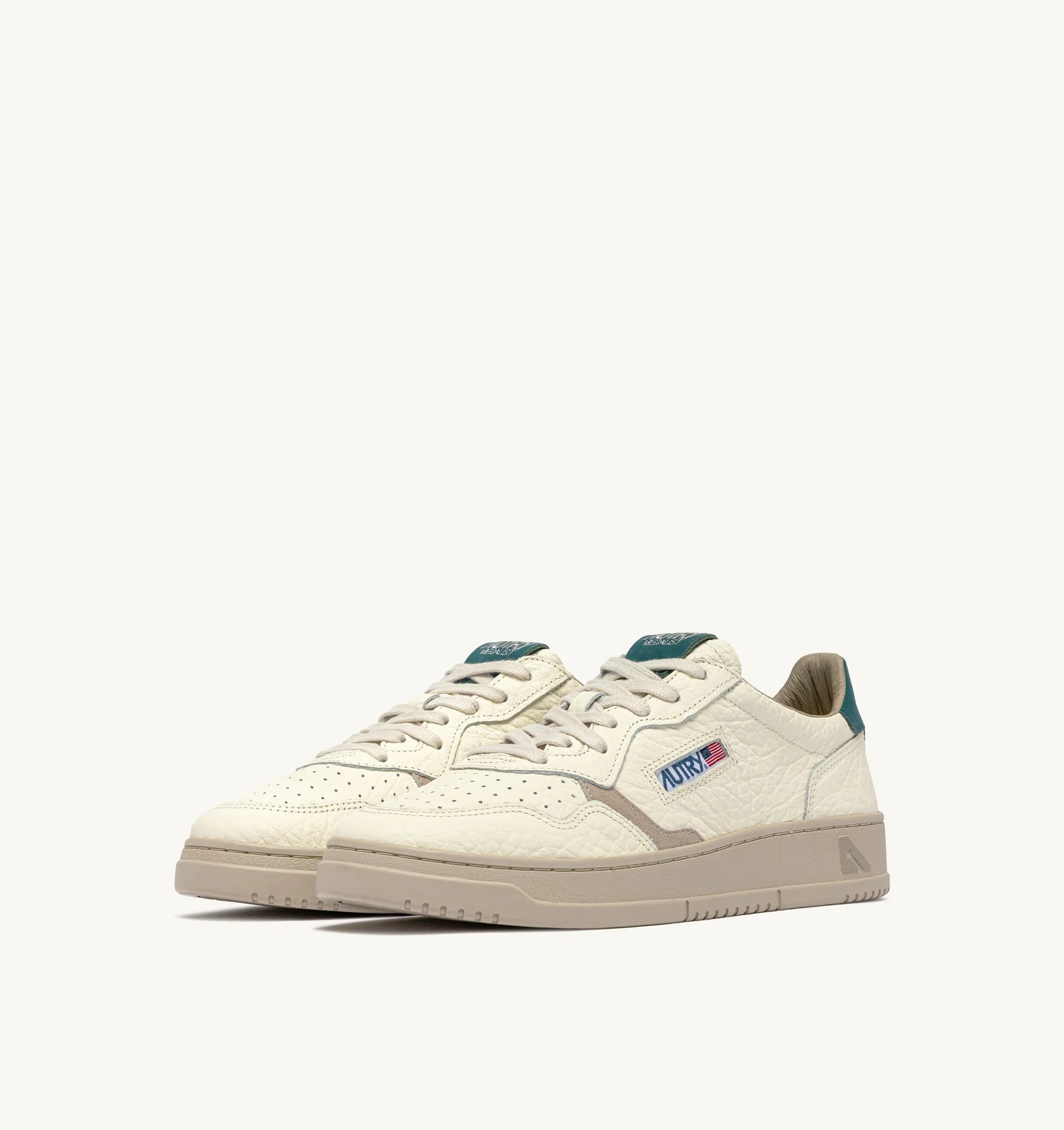 AUTRY SNEAKERS<BR/>SNEAKERS MEDALIST LOW IN PELLE FEATHER GRAY E DARK SEA AULM NE18 AUTRY ACTION SHOES 