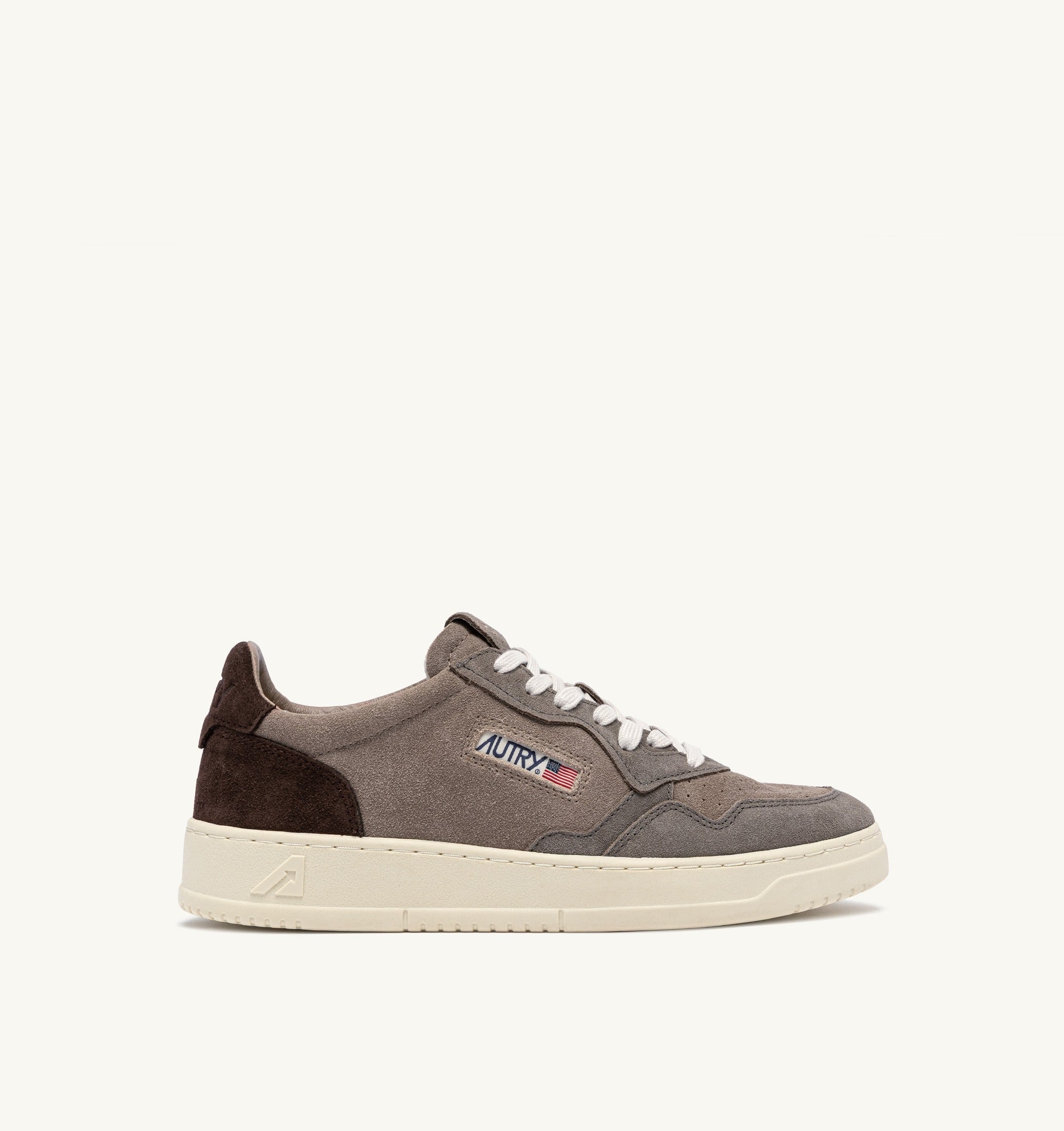 AUTRY SNEAKERS<BR/>SNEAKERS MEDALIST LOW TRICOLOR IN SUEDE TAUPE E COTTO AULM TS41 AUTRY ACTION SHOES 