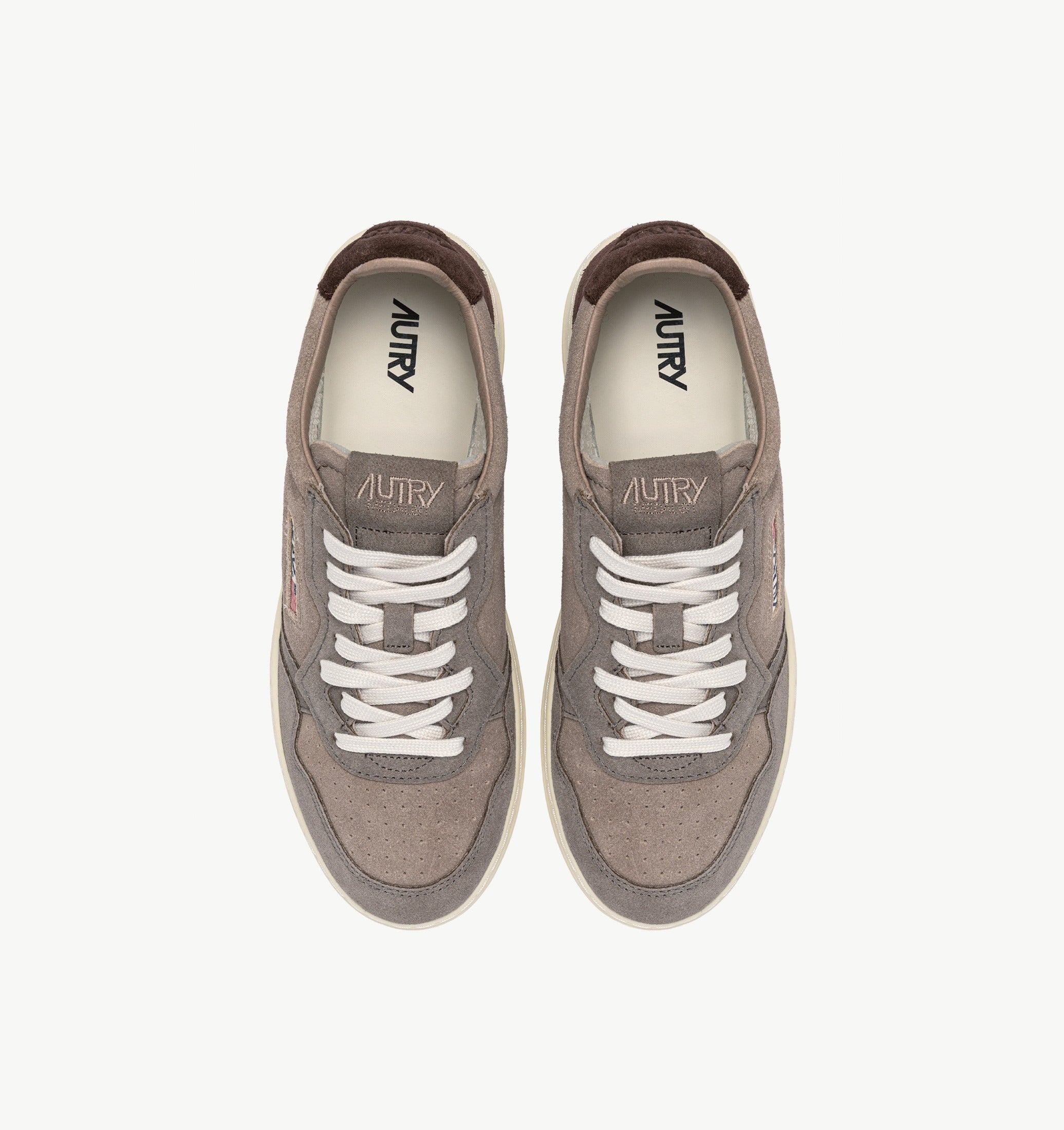 AUTRY SNEAKERS<BR/>SNEAKERS MEDALIST LOW TRICOLOR IN SUEDE TAUPE E COTTO AULM TS41 AUTRY ACTION SHOES 