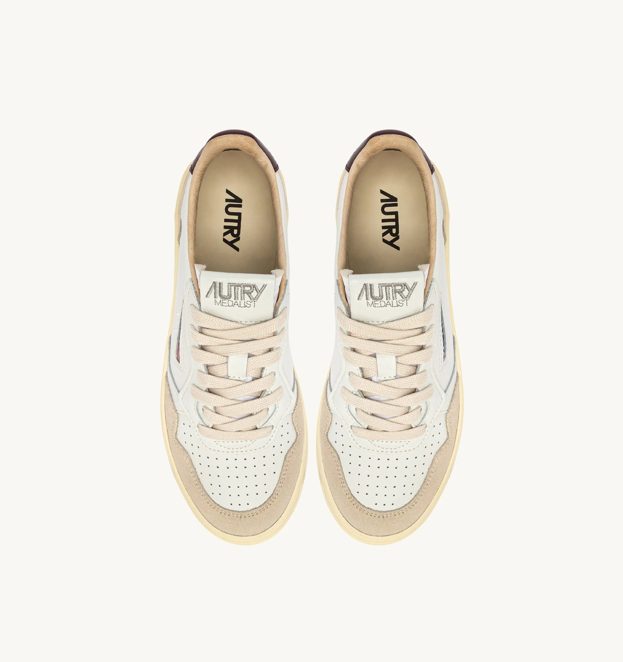 AUTRY SNEAKERS<BR/>SNEAKERS MEDALIST LOW IN SUEDE E PELLE BIANCA E FIG AULW LS18 AUTRY ACTION SHOES 