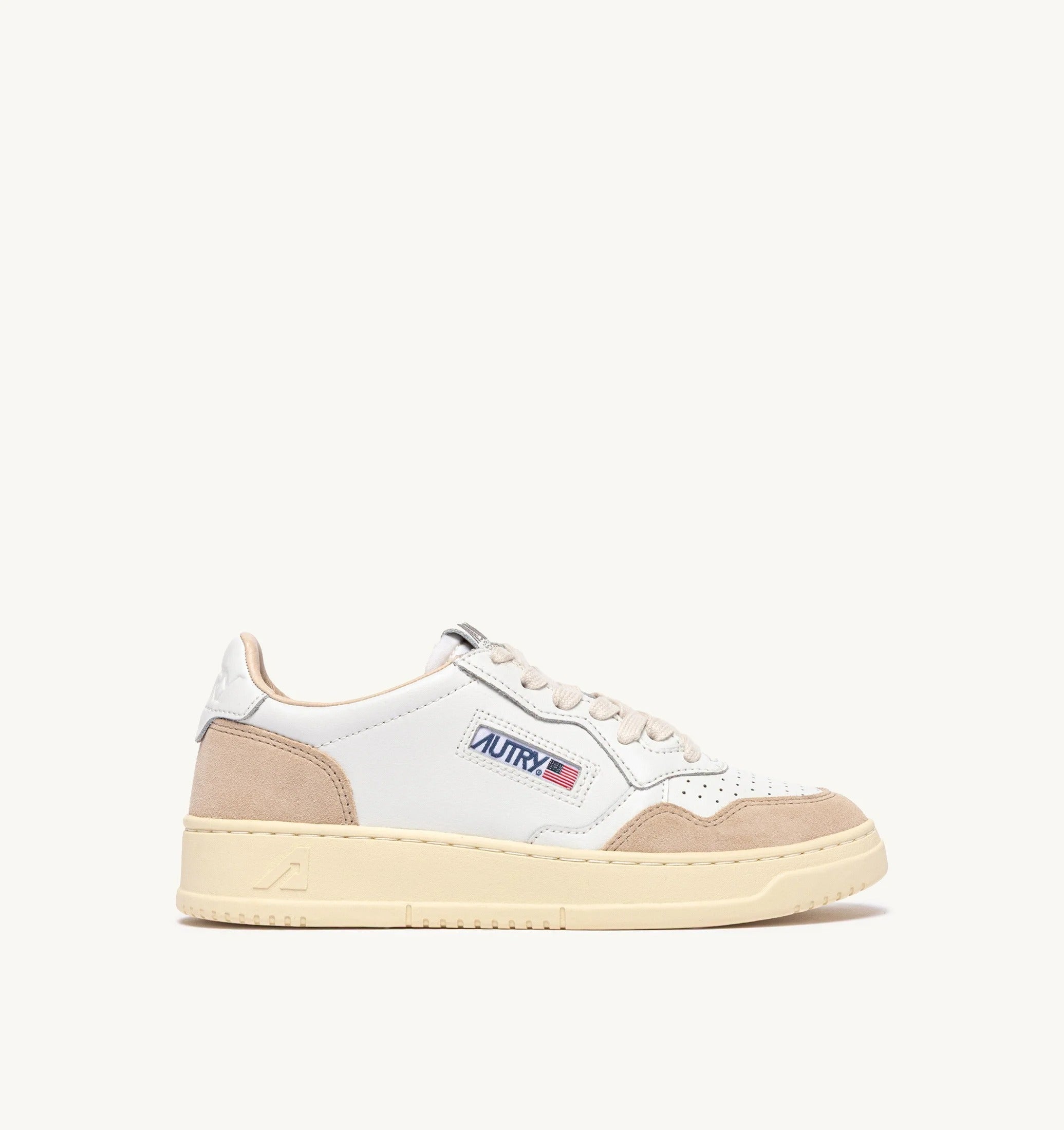 AUTRY SNEAKERS<BR/>SNEAKERS MEDALIST LOW IN PELLE BIANCA E SUEDE BEIGE AULW LS33 AUTRY ACTION SHOES 