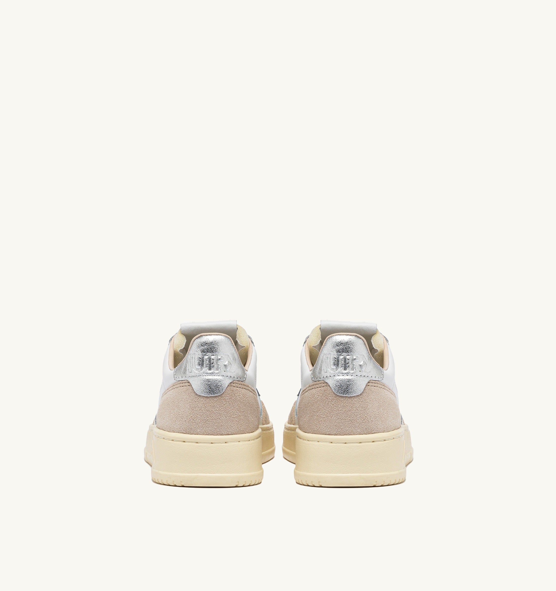 AUTRY SNEAKERS<BR/>SNEAKERS MEDALIST LOW IN PELLE E SUEDE BIANCA E ARGENTO AULW LS74 AUTRY ACTION SHOES 