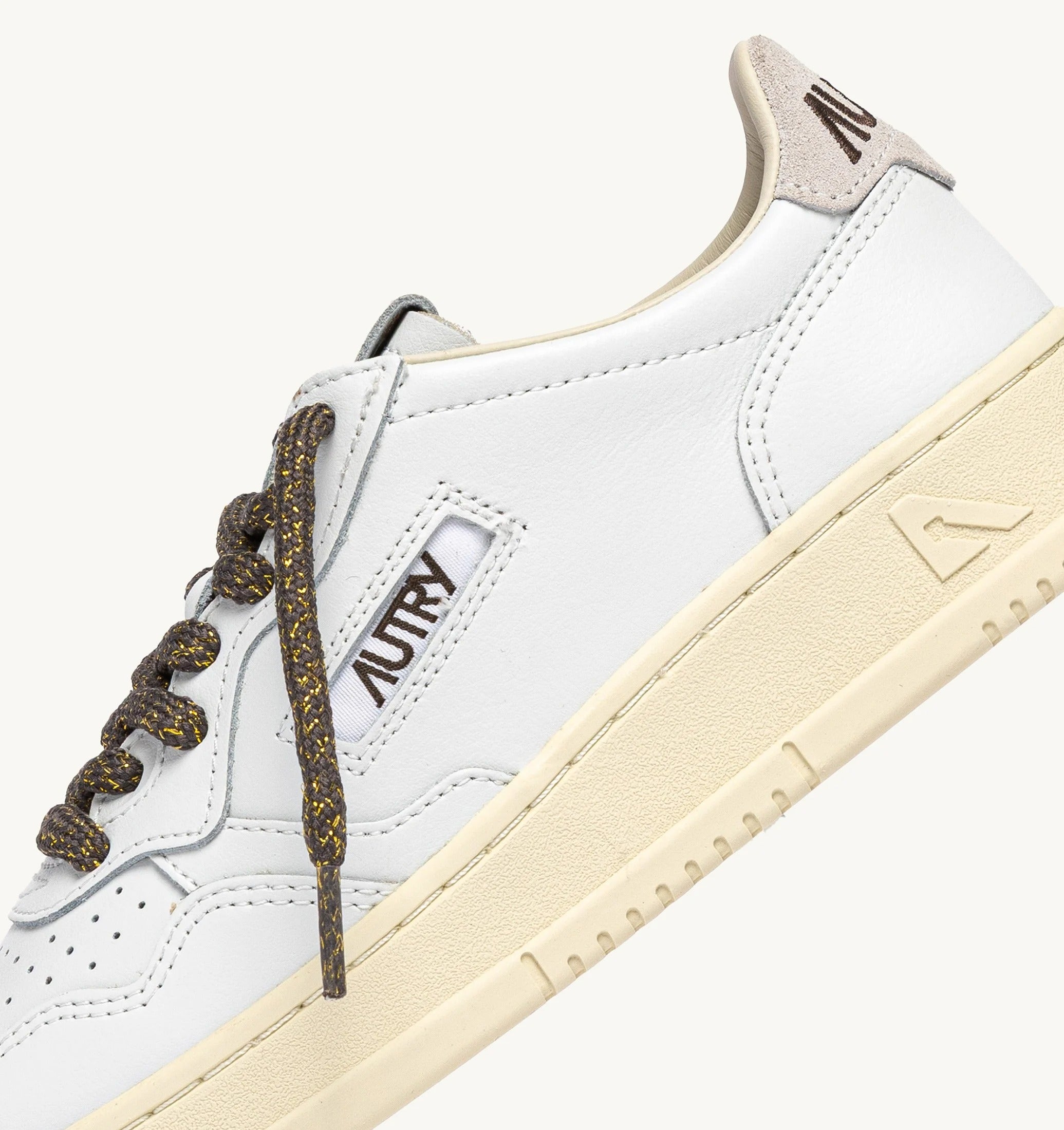 AUTRY SNEAKERS<BR/>SNEAKERS MEDALIST LOW IN PELLE BIANCA E DETTAGLI LUREX CHOCOLATE CHIP AULW SW05 AUTRY ACTION SHOES 