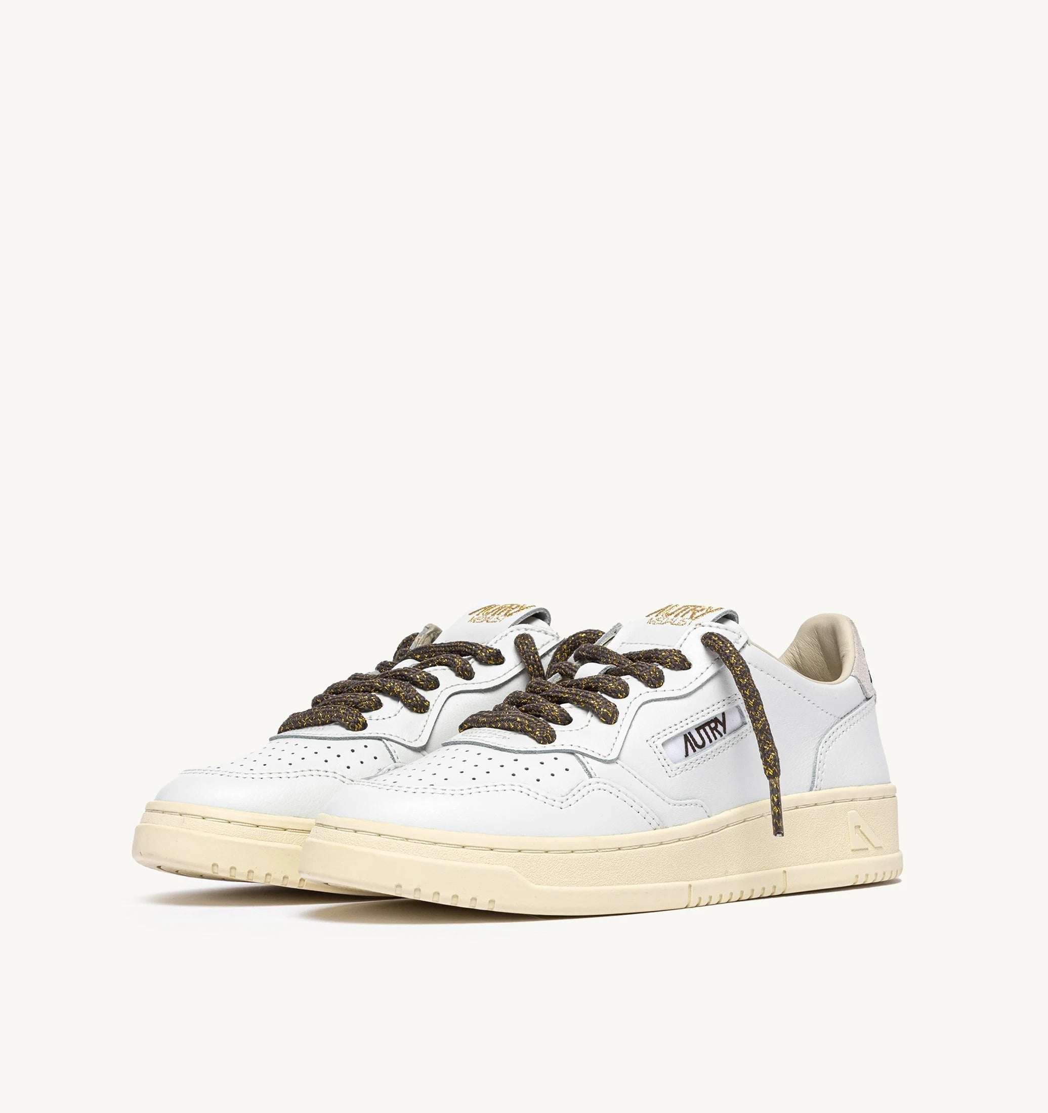 AUTRY SNEAKERS<BR/>SNEAKERS MEDALIST LOW IN PELLE BIANCA E DETTAGLI LUREX CHOCOLATE CHIP AULW SW05 AUTRY ACTION SHOES 