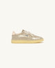 SNEAKERS MEDALIST LOW IN PELLE E SUEDE LAMINATO PLATINO E AVORIO