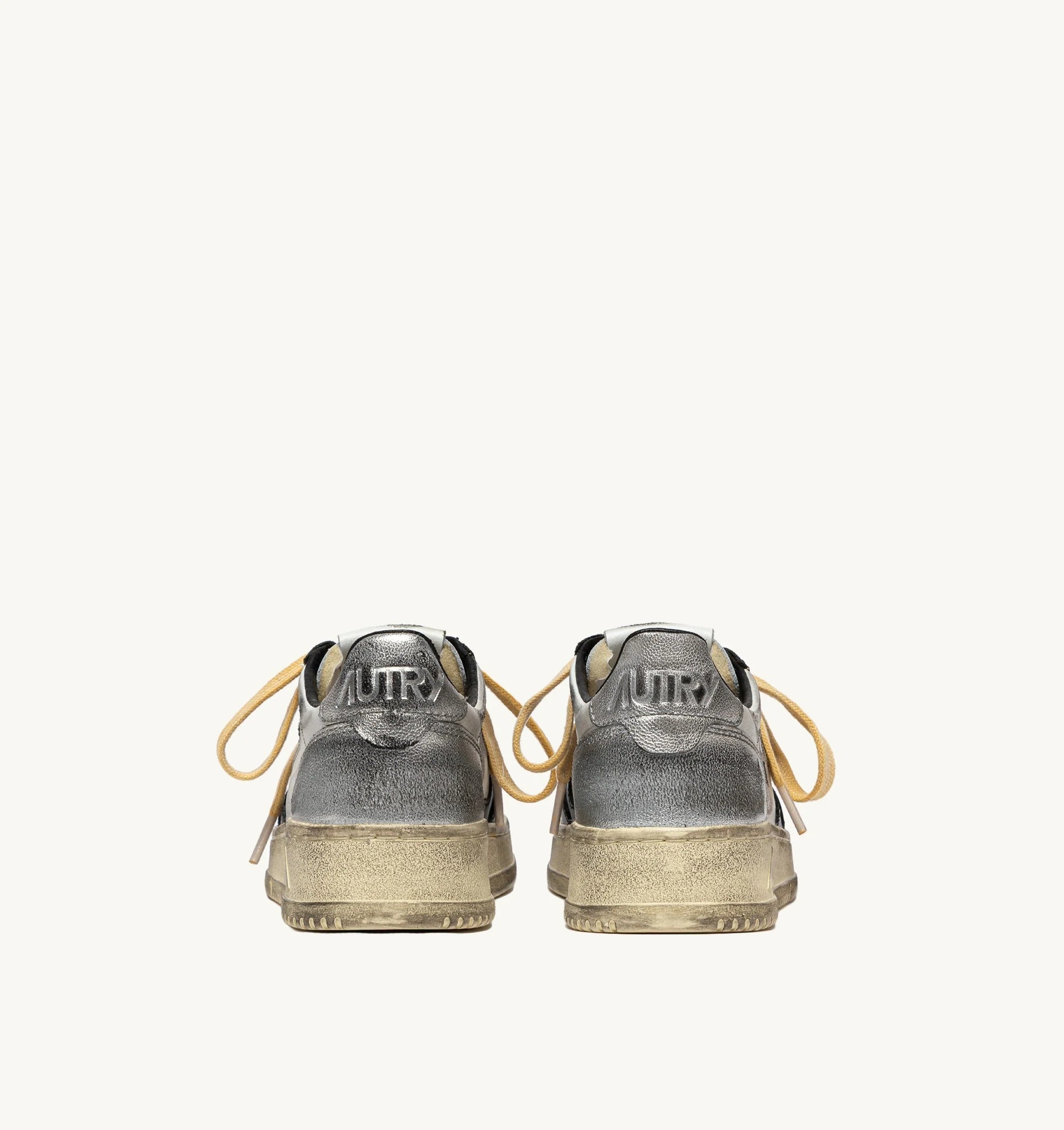 AUTRY SNEAKERS<BR/>SNEAKERS MEDALIST LOW SUPER VINTAGE IN PELLE BIANCA NERA E ARGENTO AVLM SV11 AUTRY ACTION SHOES 