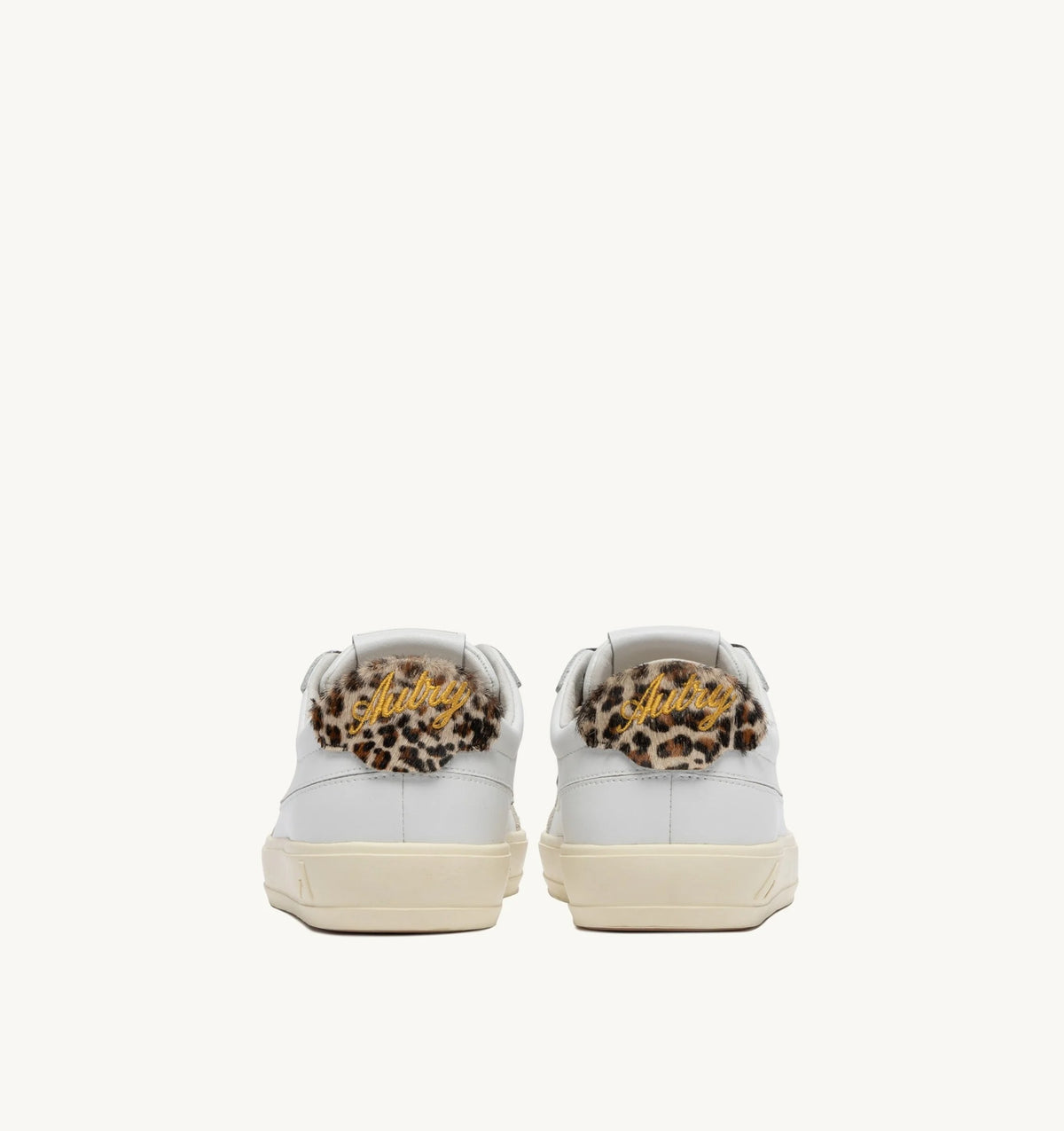 SNEAKERS WINDSCAPE LOW IN PELLE BIANCA E LEOPARD PRINT SCLW JU04 AUTRY ACTION SHOES 