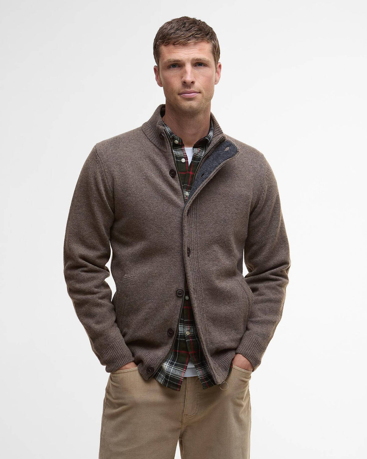 Cardigan con zip e bottoni Patch MKN0731 ST52 BARBOUR 