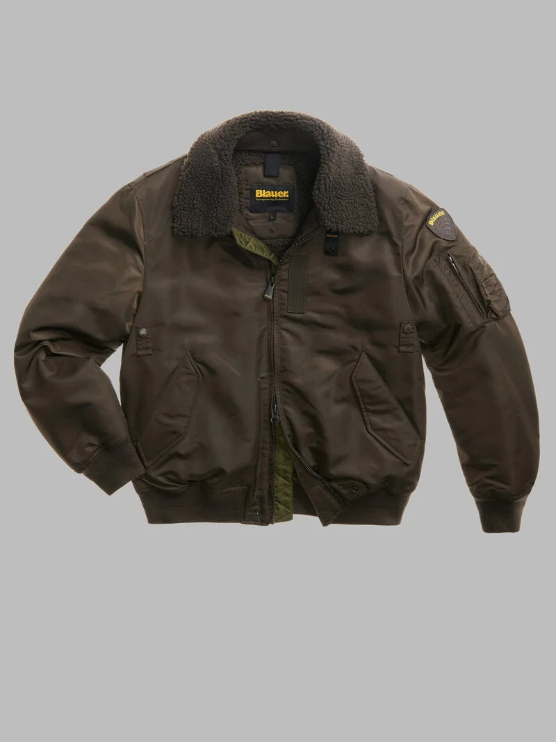 BOMBER CON COLLETTO IN PELLICCIA MARSHALL<BR/> BLUC02241-007280 382 BLAUER 