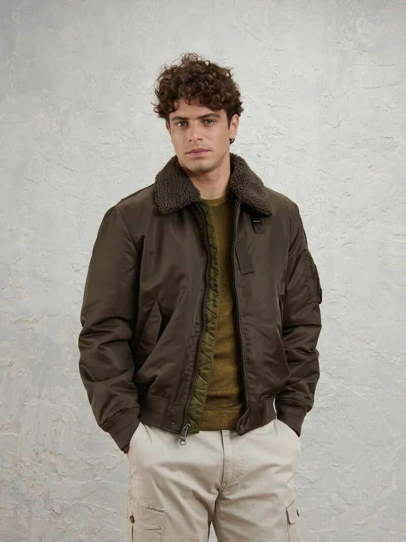 BOMBER CON COLLETTO IN PELLICCIA MARSHALL<BR/> BLUC02241-007280 382 BLAUER 