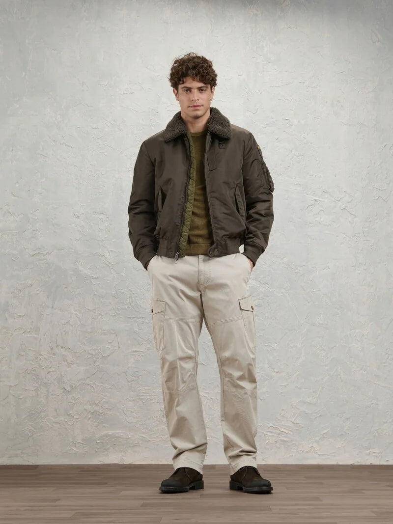 BOMBER CON COLLETTO IN PELLICCIA MARSHALL<BR/> BLUC02241-007280 382 BLAUER 