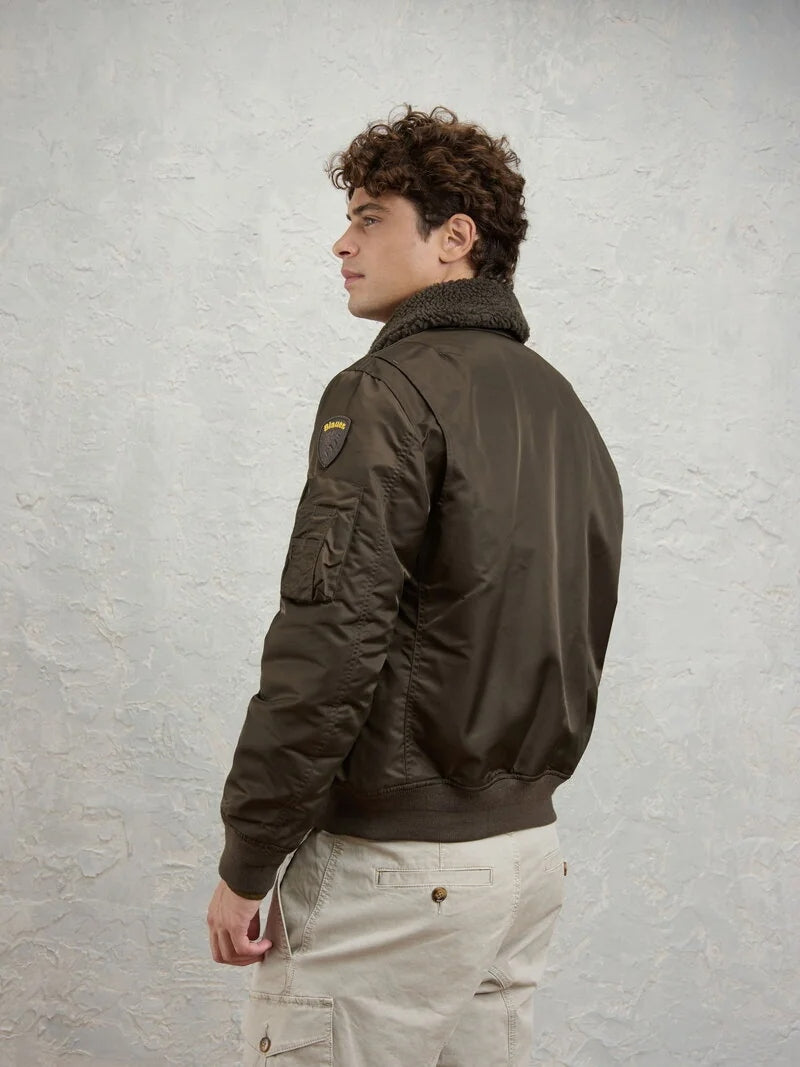 BOMBER CON COLLETTO IN PELLICCIA MARSHALL<BR/> BLUC02241-007280 382 BLAUER 