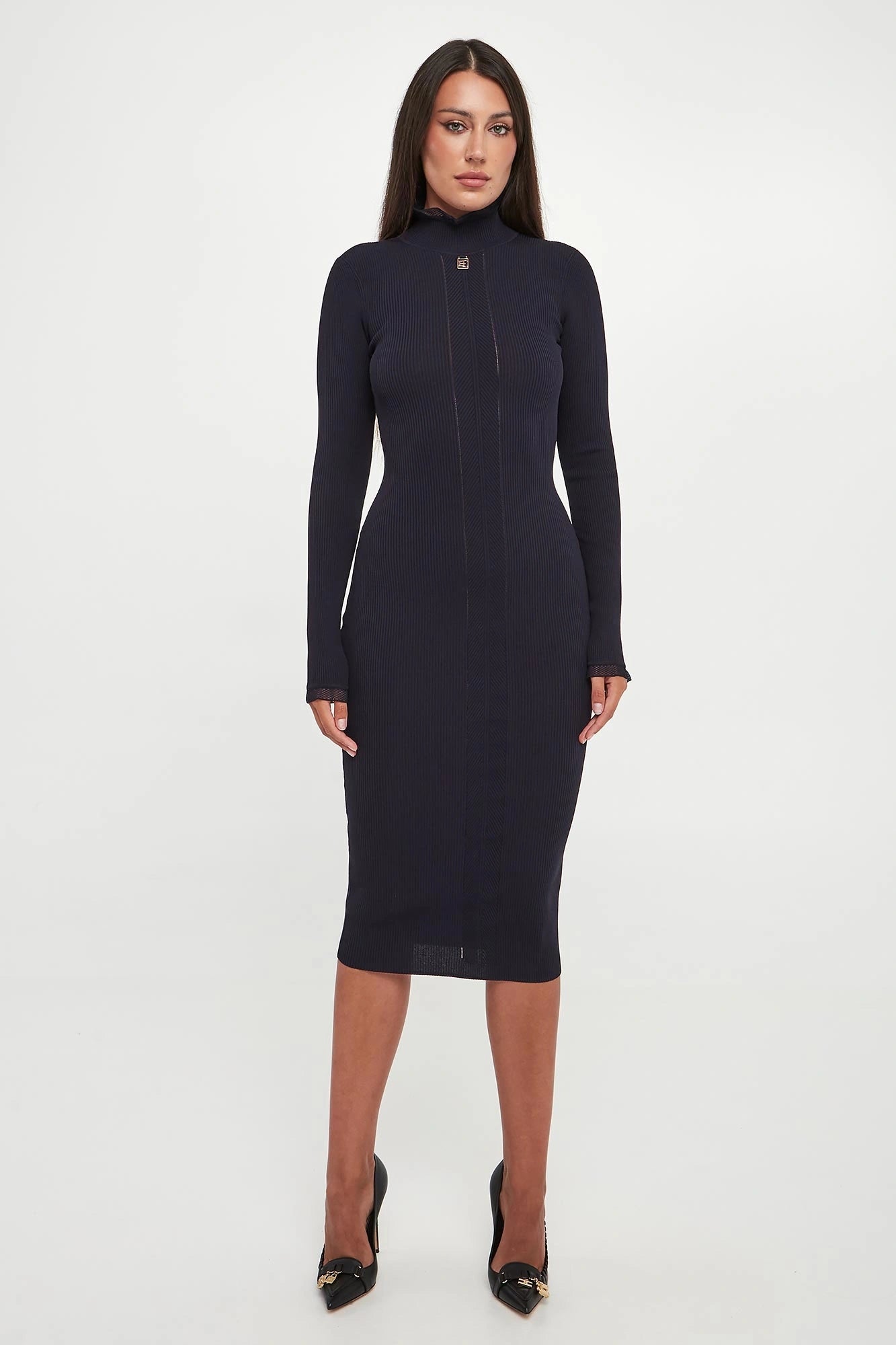 Abito in maglia con dettaglio logo AM21B66E2 H88 ELISABETTA FRANCHI 