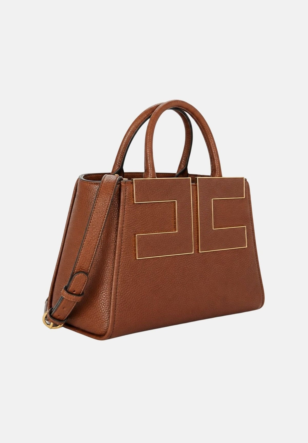 ELISABETTA FRANCHI Borsa a mano brown sugar- marrone con maxi logo frontale BS06A66E2 FK3 ELISABETTA FRANCHI 