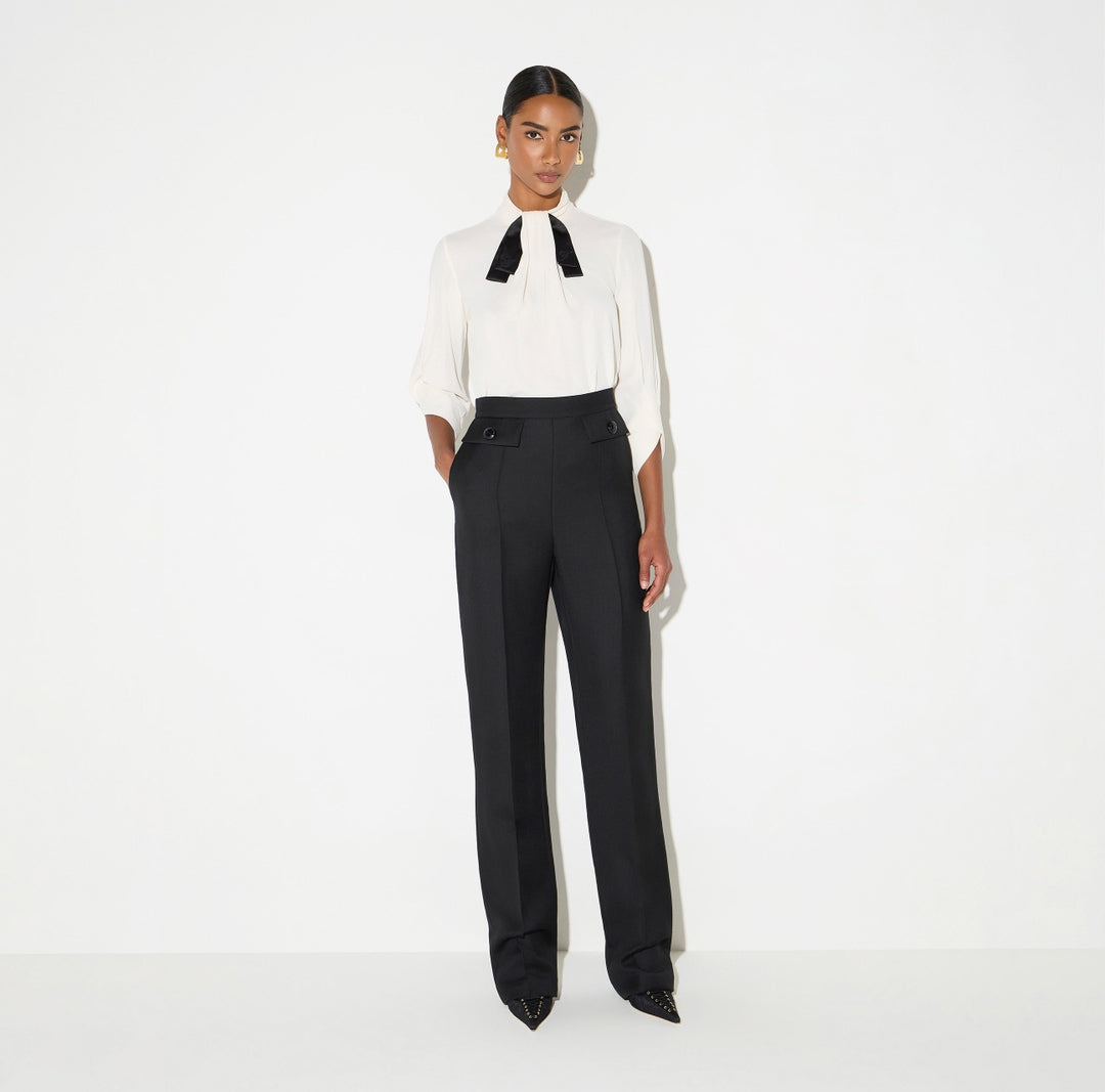 Blusa in georgette con cravattino<BR/> CA17866E2 E84 ELISABETTA FRANCHI 