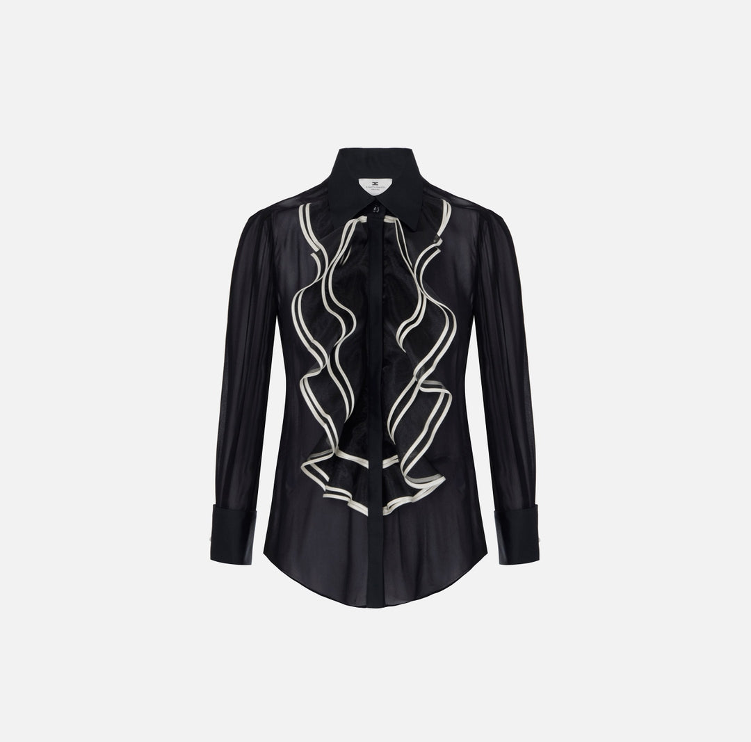 Camicia in georgette con ruches<BR/> CA21067E2 685 ELISABETTA FRANCHI 