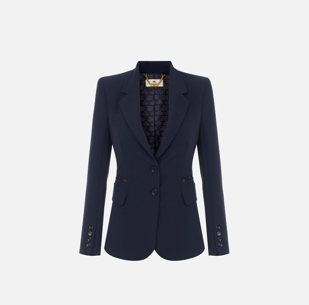 Giacca monopetto in crêpe stretch GI27466E2 H88 ELISABETTA FRANCHI 