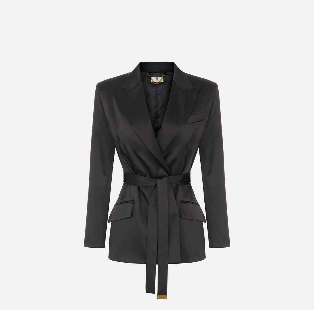 Giacca in raso stretch con cintura GI27966E2 110 ELISABETTA FRANCHI 