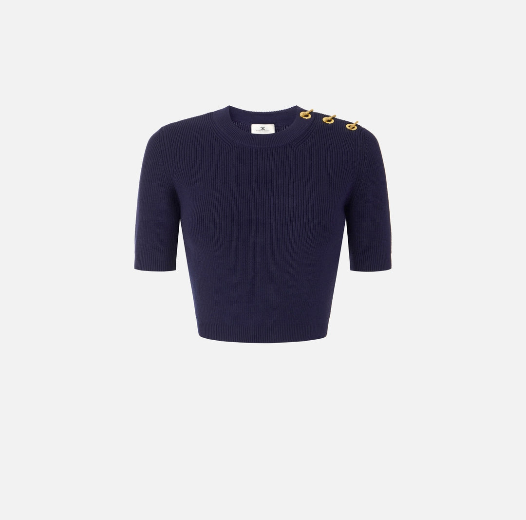 Top in maglia con dettagli gioiello<BR/> MK02S66E2 H88 ELISABETTA FRANCHI 
