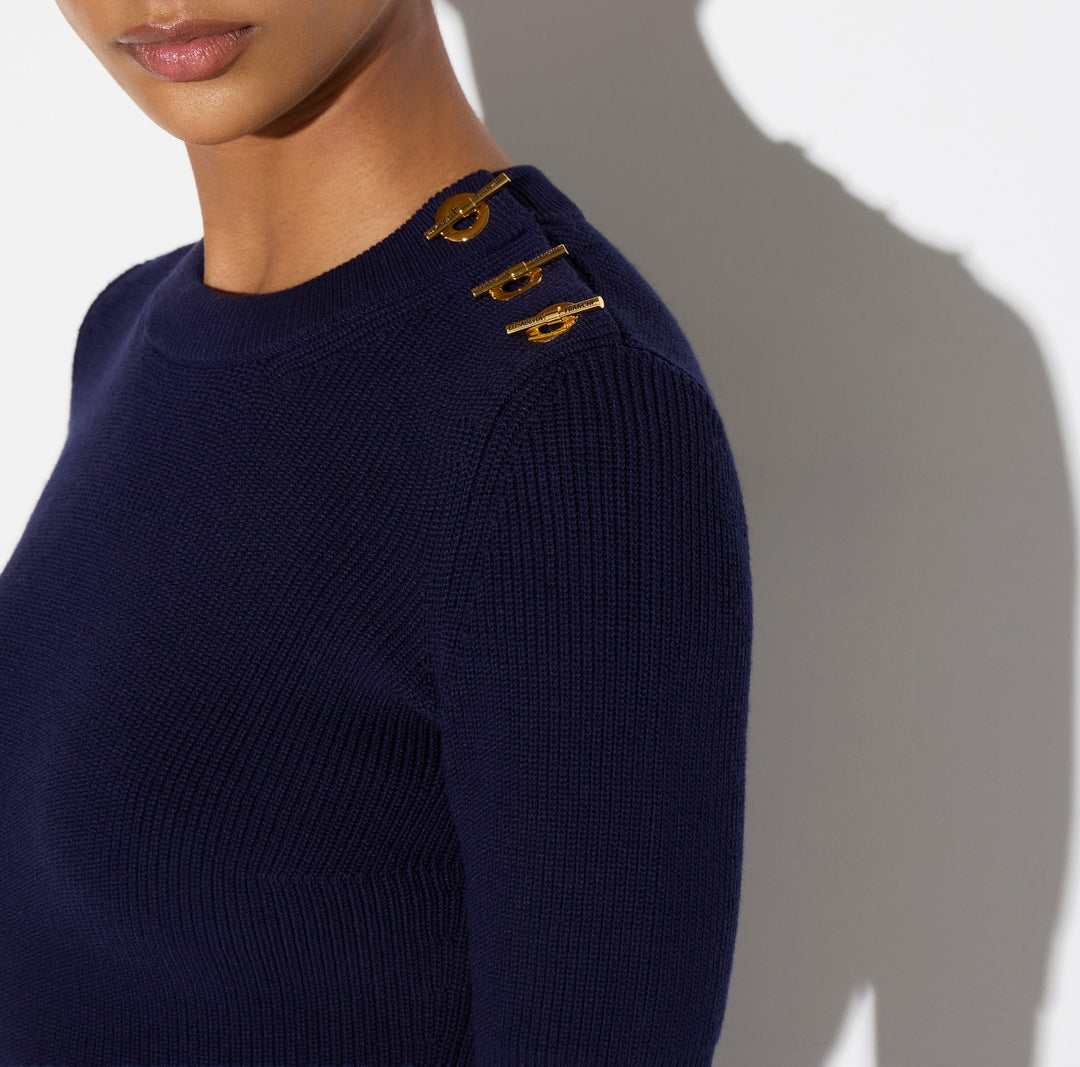 Top in maglia con dettagli gioiello<BR/> MK02S66E2 H88 ELISABETTA FRANCHI 