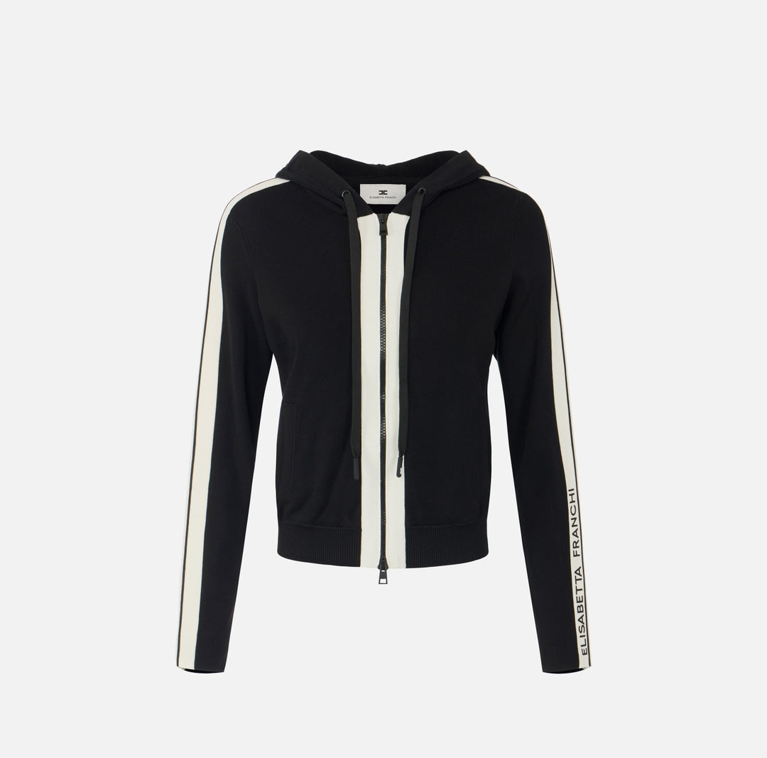Felpa in maglia bicolore con logo<BR/> MK15S66E2 685 ELISABETTA FRANCHI 