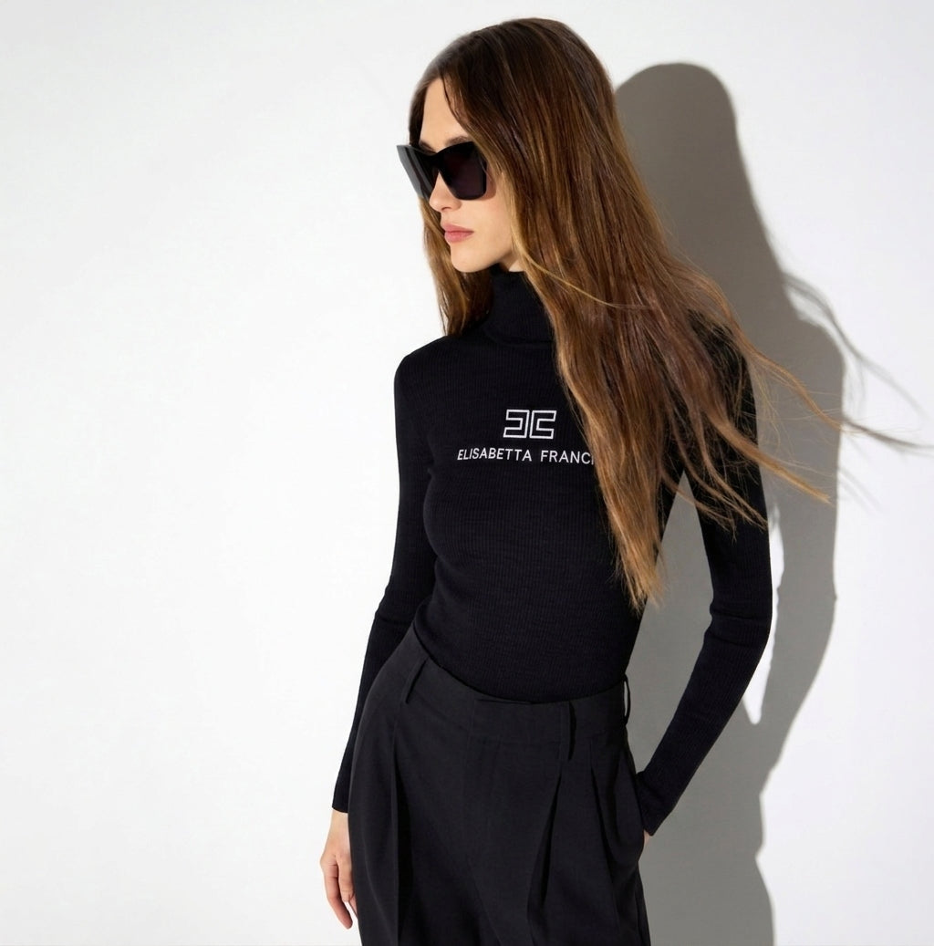 Dolcevita in maglia a costine<BR/> MK18B66E2 685 ELISABETTA FRANCHI 