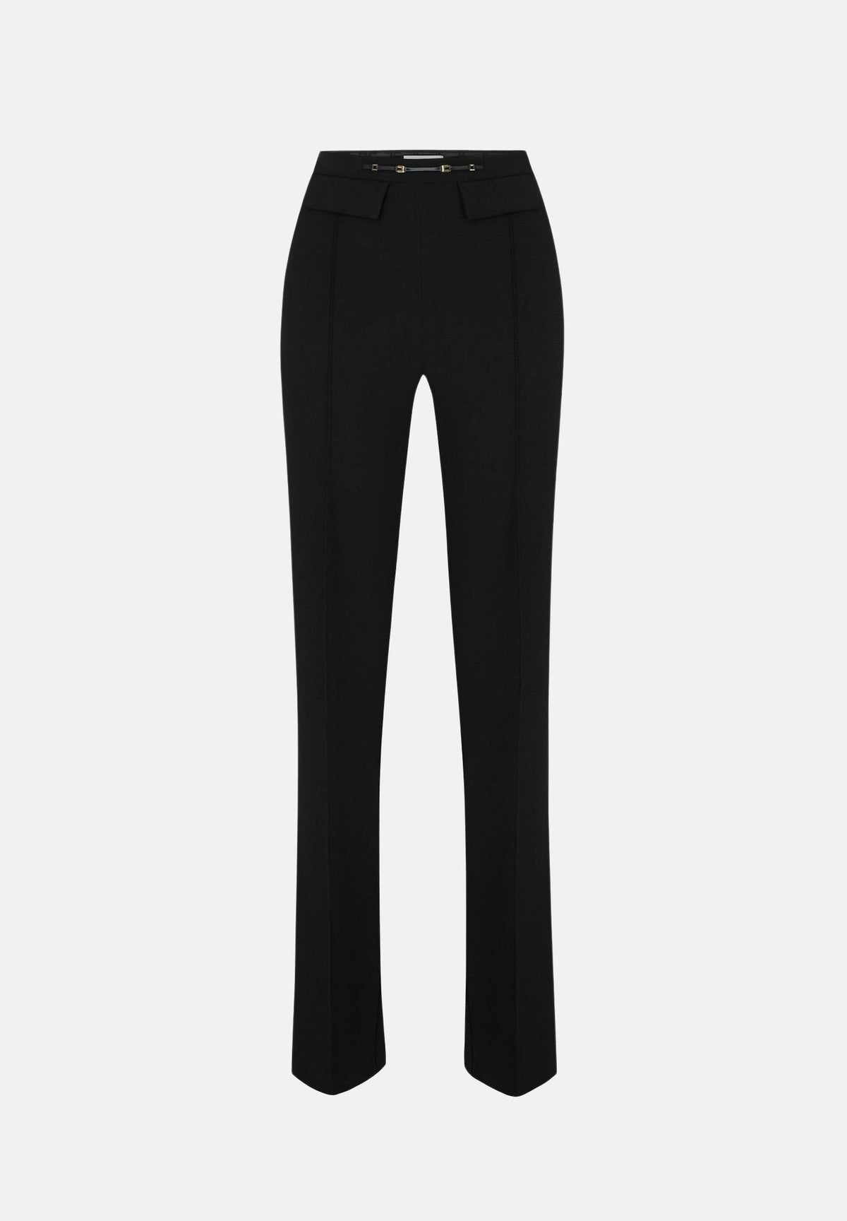 ELISABETTA FRANCHI Pantalone IN DOPPIO CRÊPE STRETCH nero da donna con morsetto logo PA19266E2 110 ELISABETTA FRANCHI 