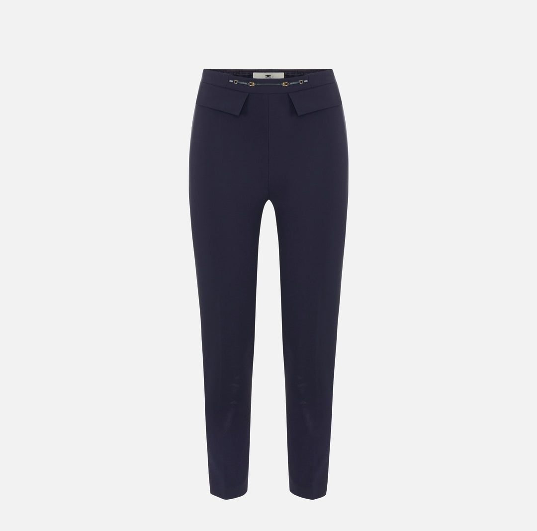 Pantaloni in doppio crêpe stretch<BR/> PA19566E2 H88 ELISABETTA FRANCHI 