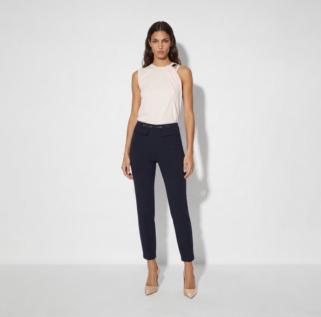 Pantaloni in doppio crêpe stretch<BR/> PA19566E2 H88 ELISABETTA FRANCHI 