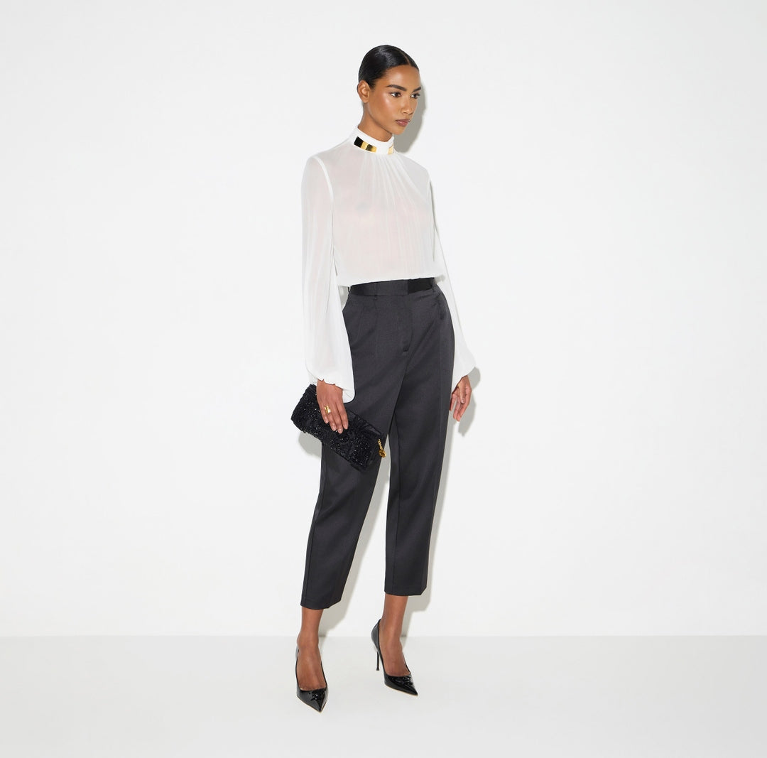 Pantaloni in raso stretch PA20366E2 110 ELISABETTA FRANCHI 