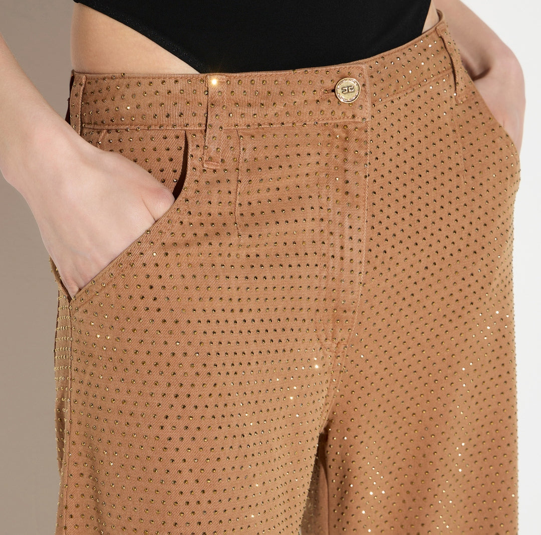 Jeans balloon in denim con strass<BR/> PJ16D66E2 AI6 ELISABETTA FRANCHI 