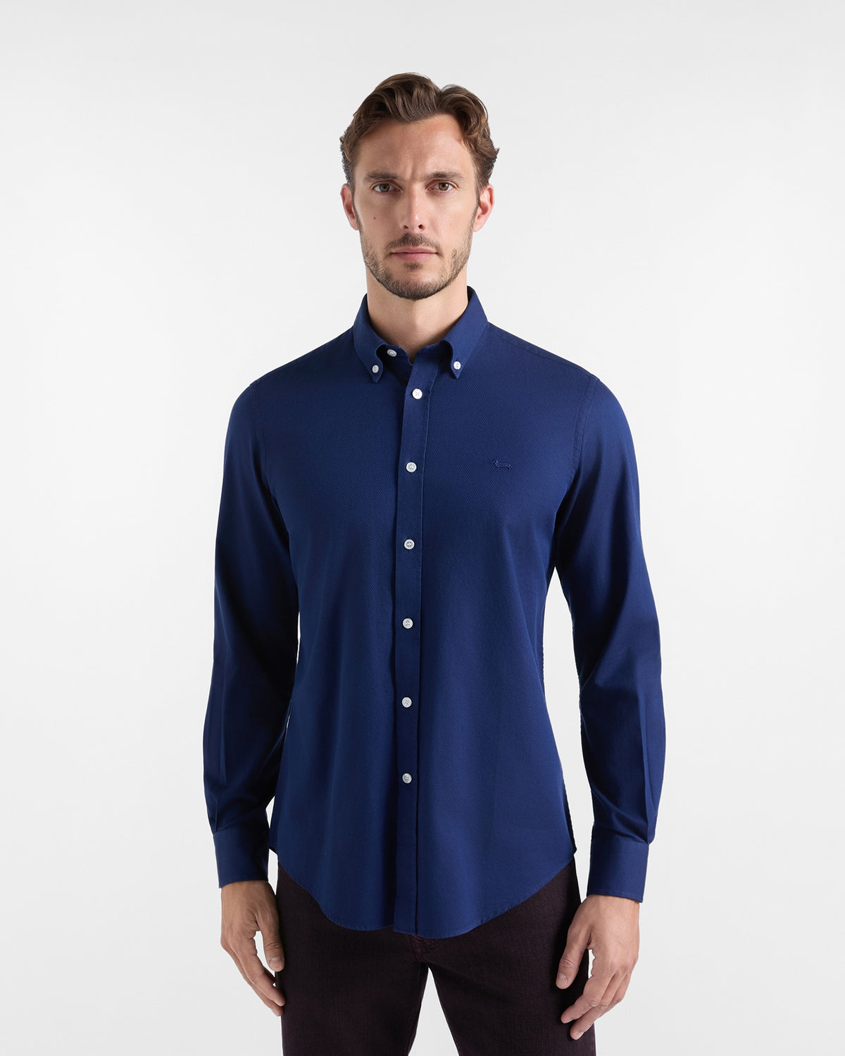 Camicia Uomo in micro jacquard Regular Fit blu sport CRR001013938M 815 HARMONT & BLAINE 