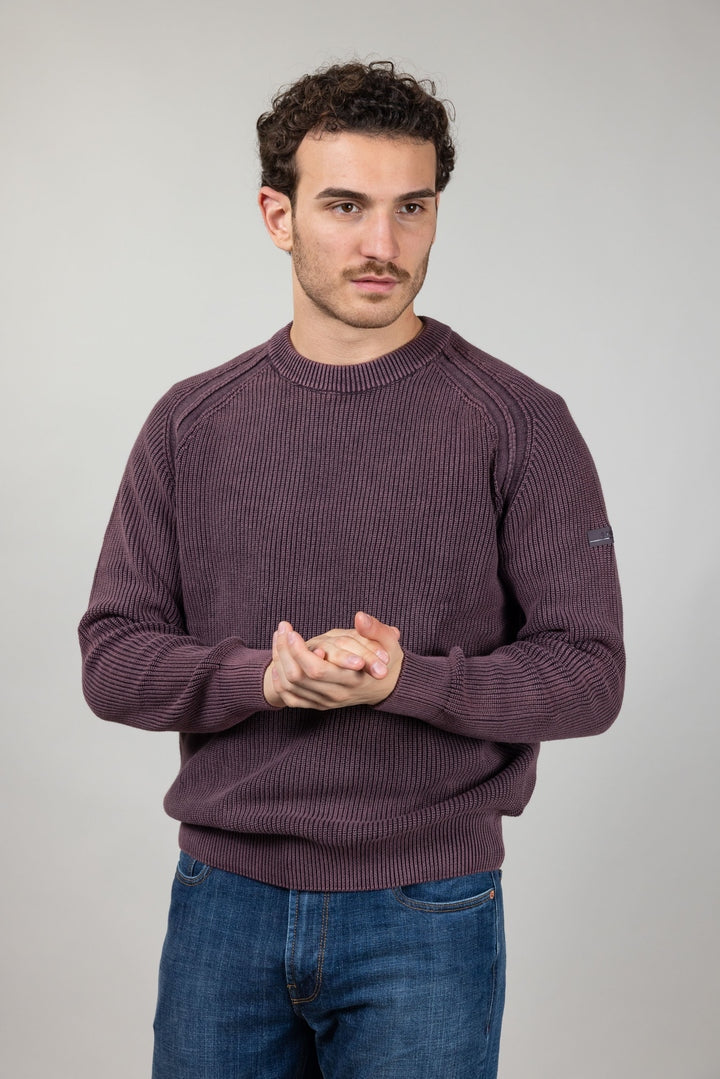 MAGLIA GIROCOLLO HESKIMO A COSTE IN COTONE LAVATO HE2400001 BORDEAUX HESKIMO 