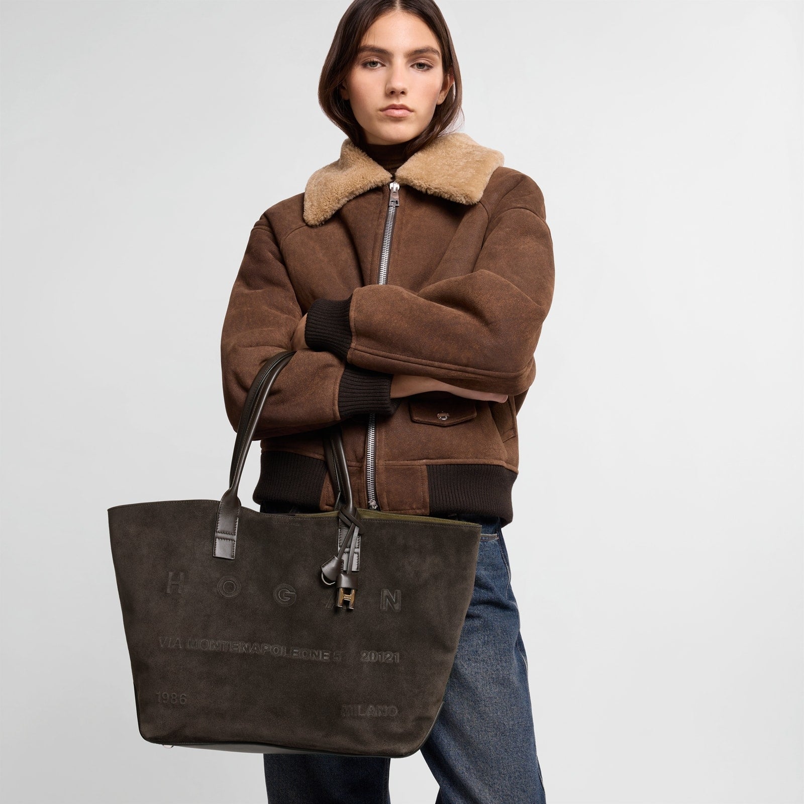 Hogan- Borsa Shopping Hogan Address Media<BR/>Marrone KBW01TA3300UG MS808 HOGAN 